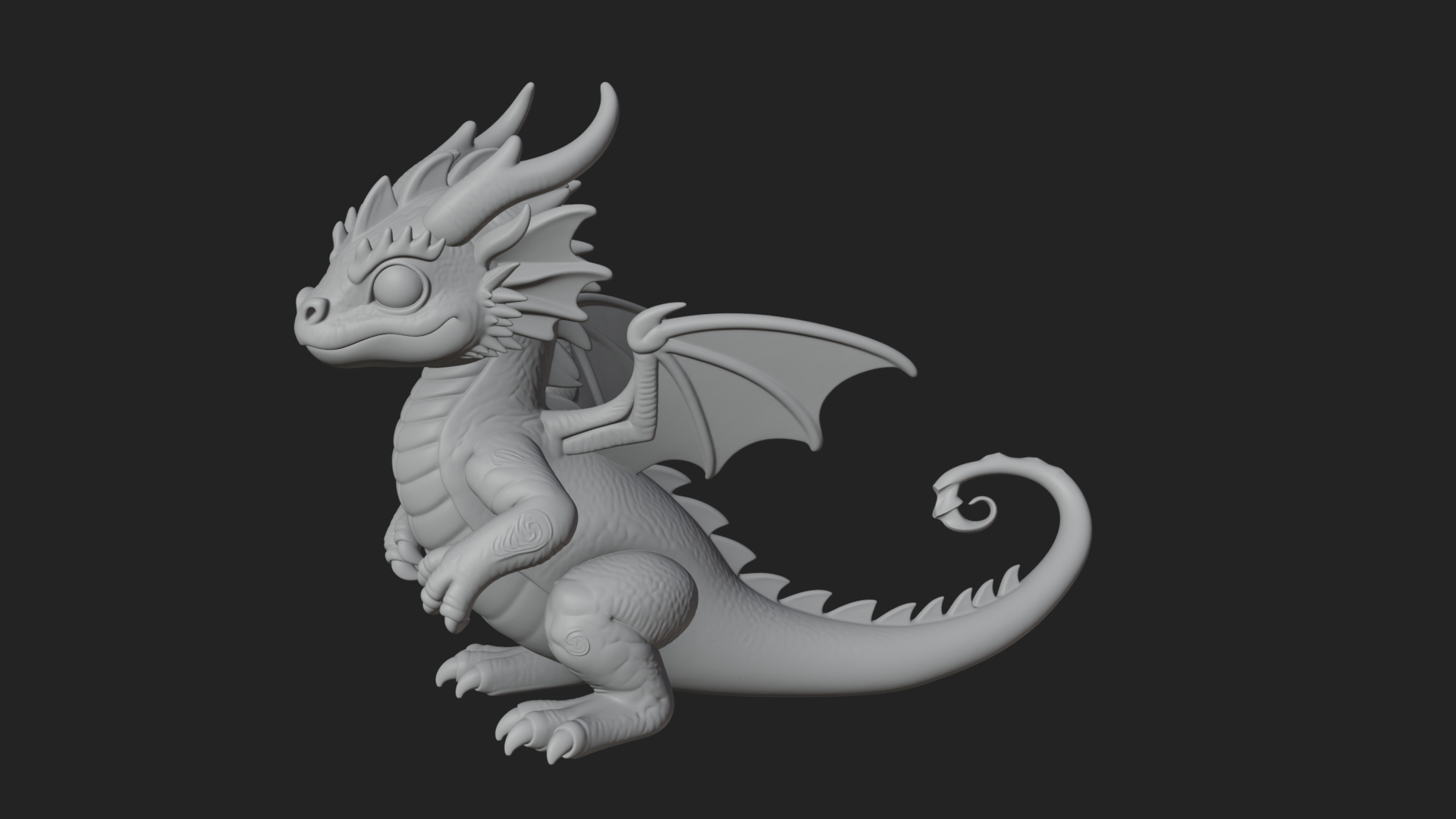 Cute Baby Dragon Statue Design 2 3D Print Model 3D Model