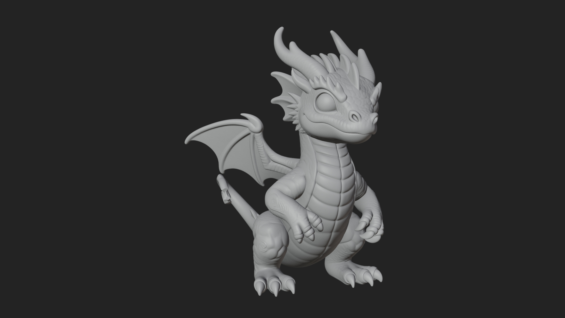 Cute Baby Dragon Statue Design 2 3D Print Model 3D Model