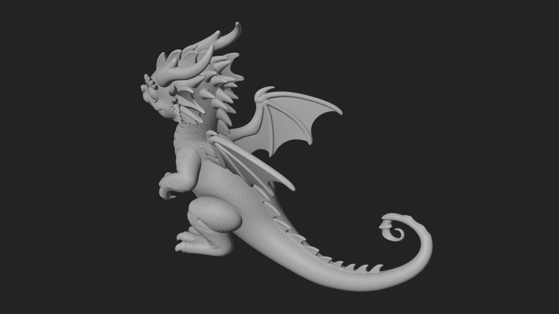 Cute Baby Dragon Statue Design 2 3D Print Model 3D Model