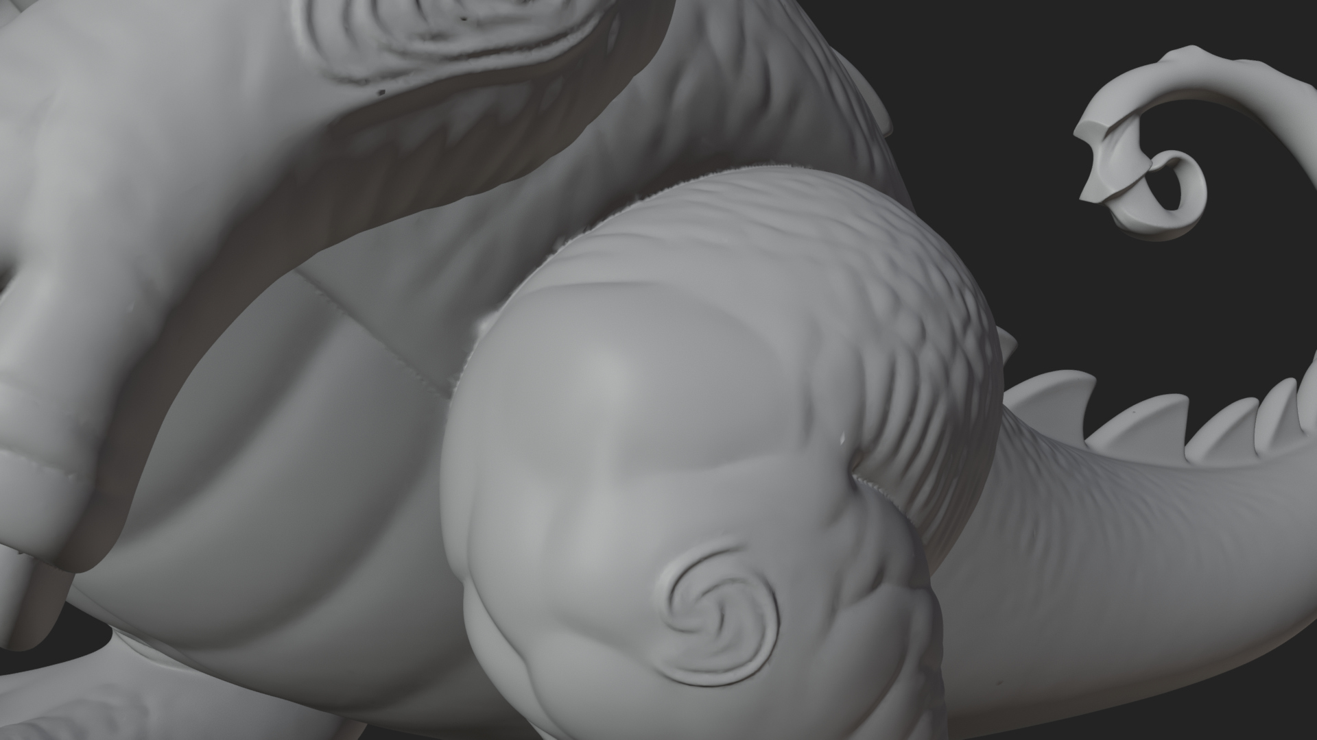 Cute Baby Dragon Statue Design 2 3D Print Model 3D Model