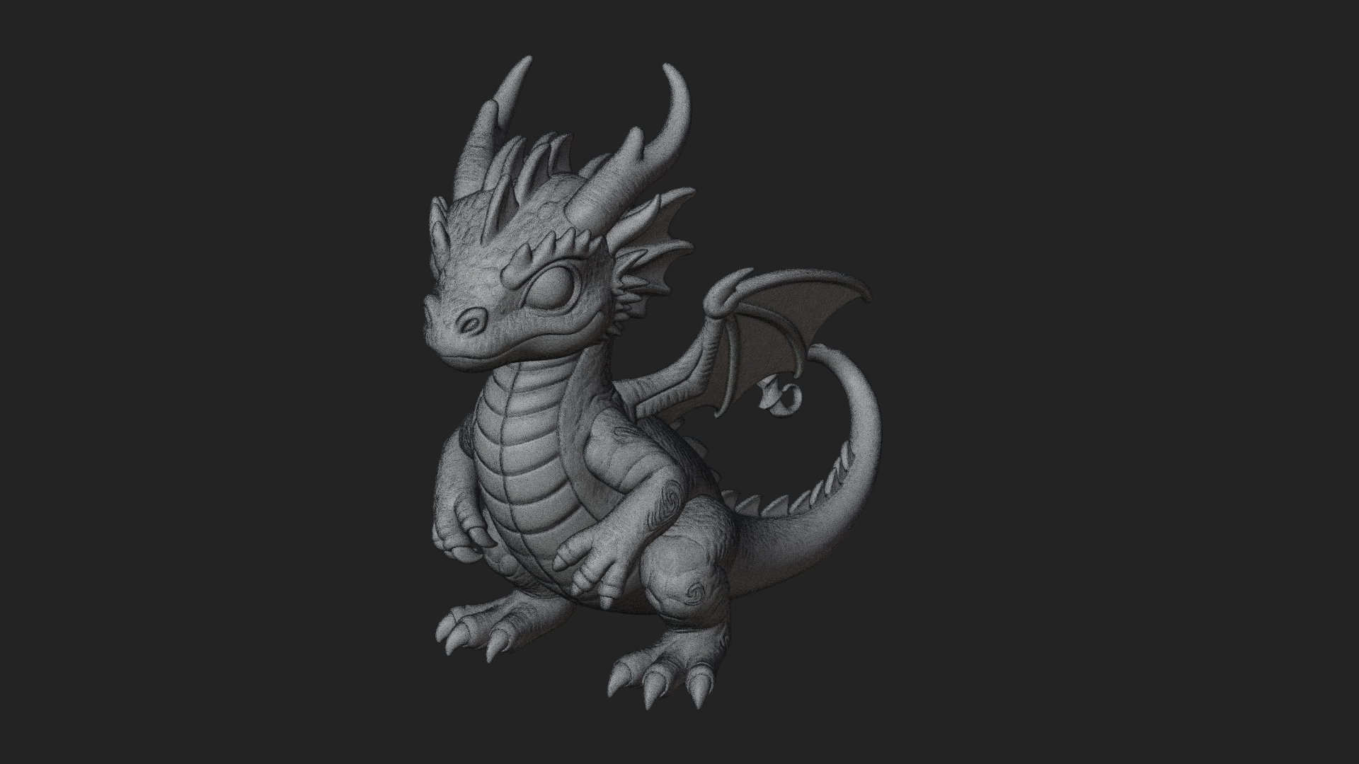 Cute Baby Dragon Statue Design 2 3D Print Model 3D Model