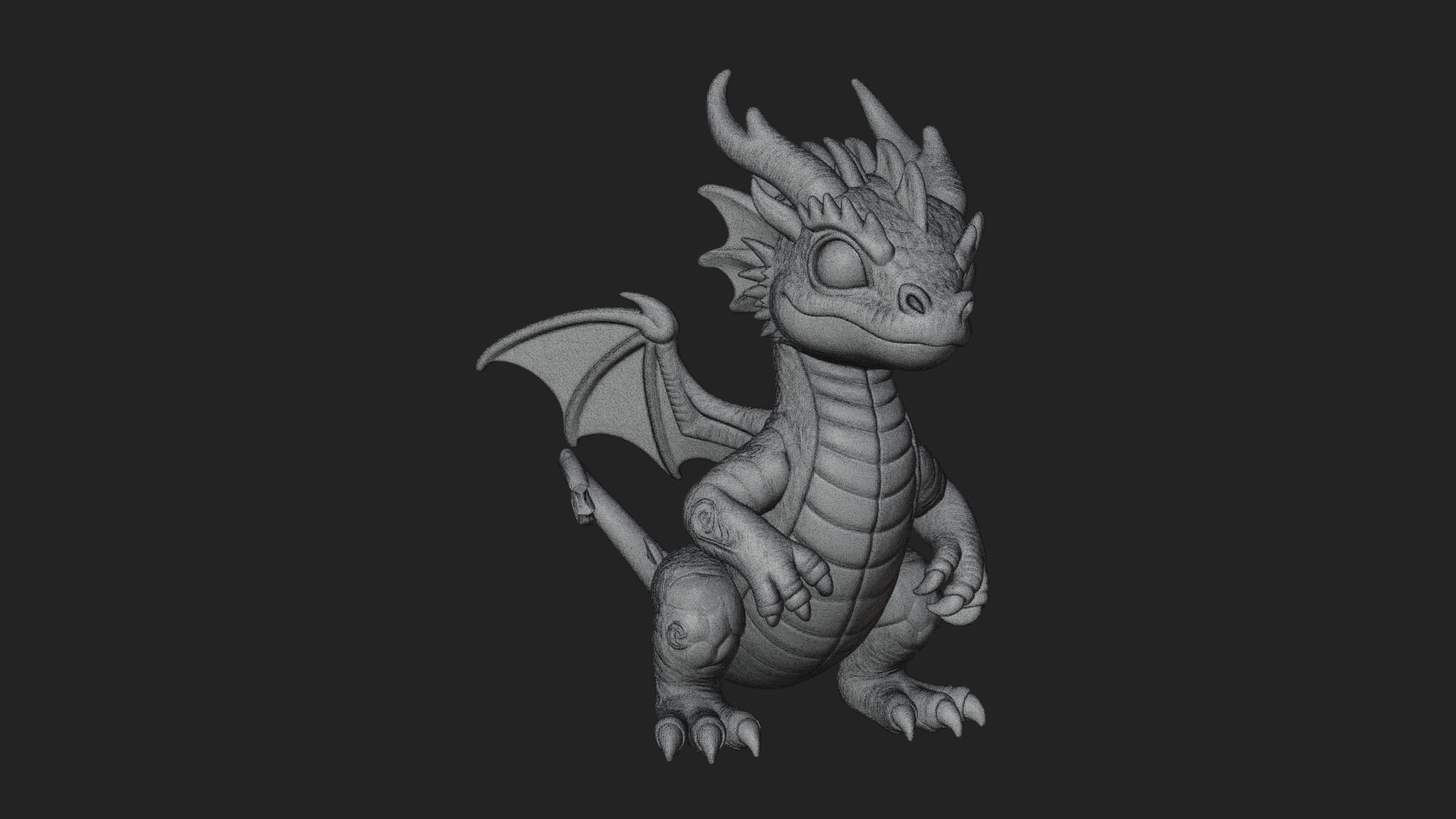 Cute Baby Dragon Statue Design 2 3D Print Model 3D Model
