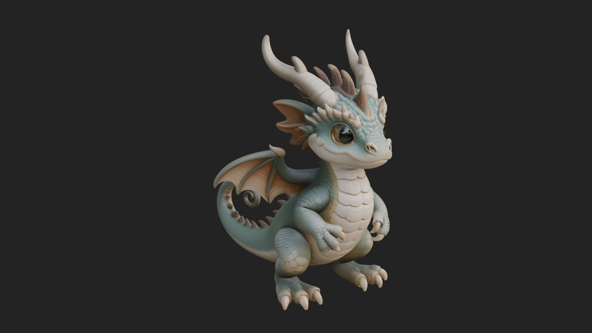 Cute Baby Dragon Statue Design 3 3D Print Model 3D Model