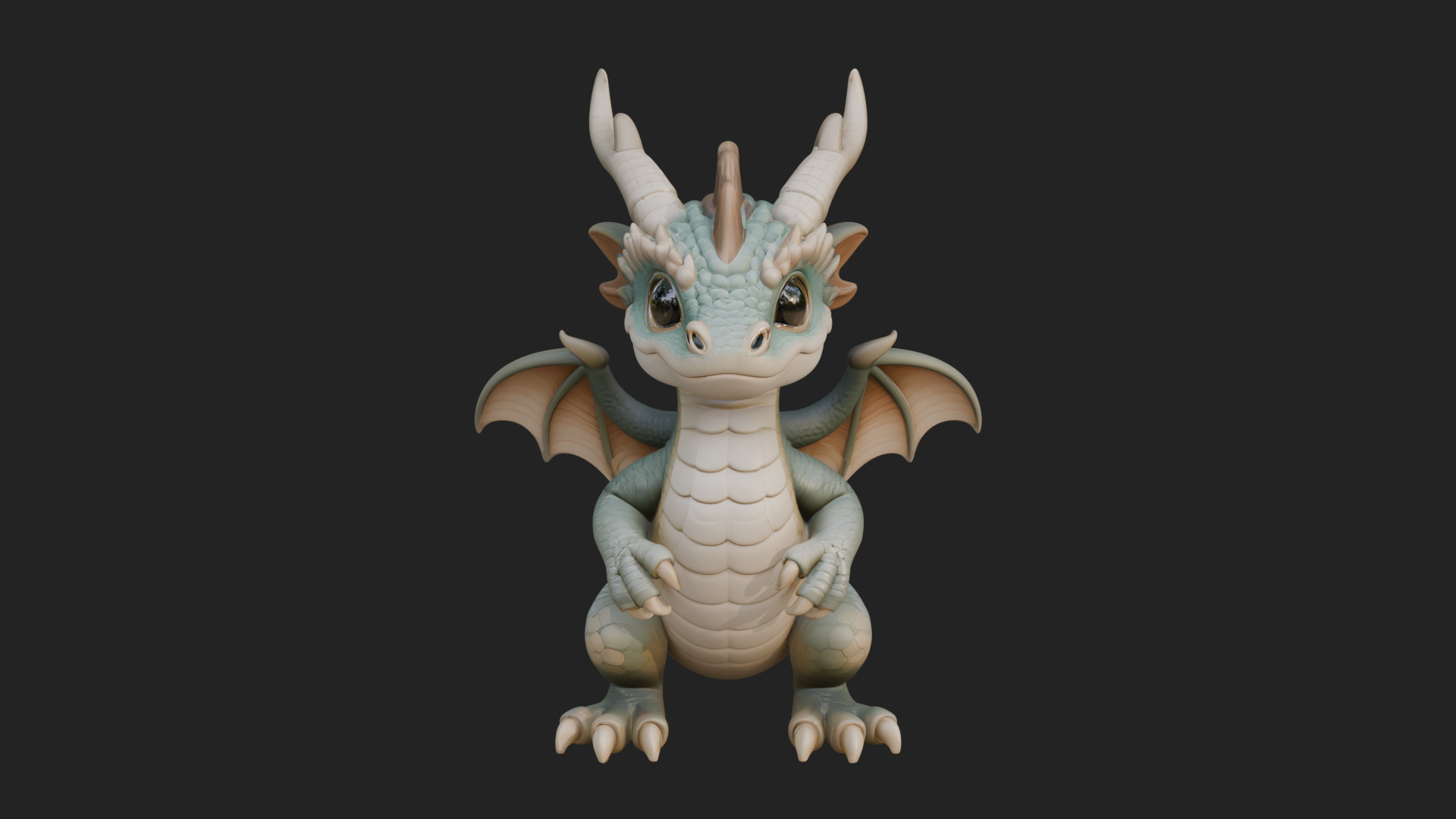 Cute Baby Dragon Statue Design 3 3D Print Model 3D Model