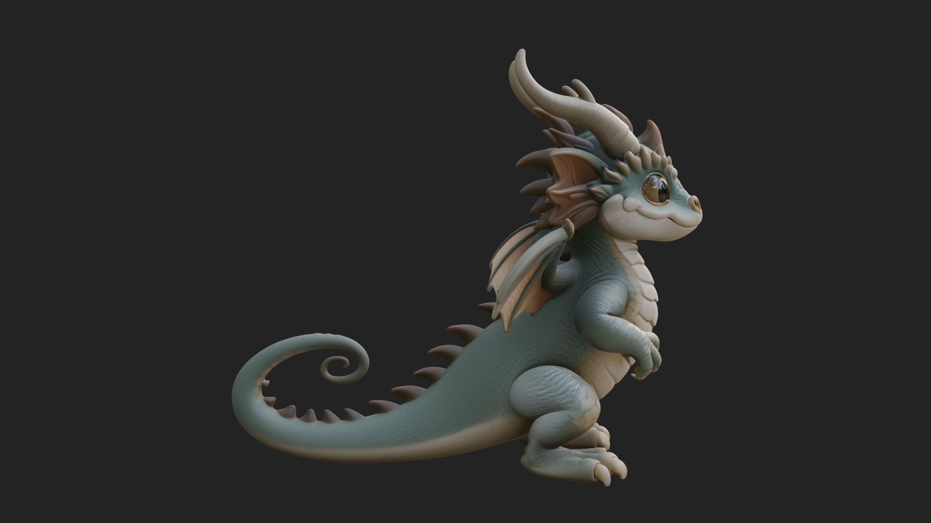 Cute Baby Dragon Statue Design 3 3D Print Model 3D Model