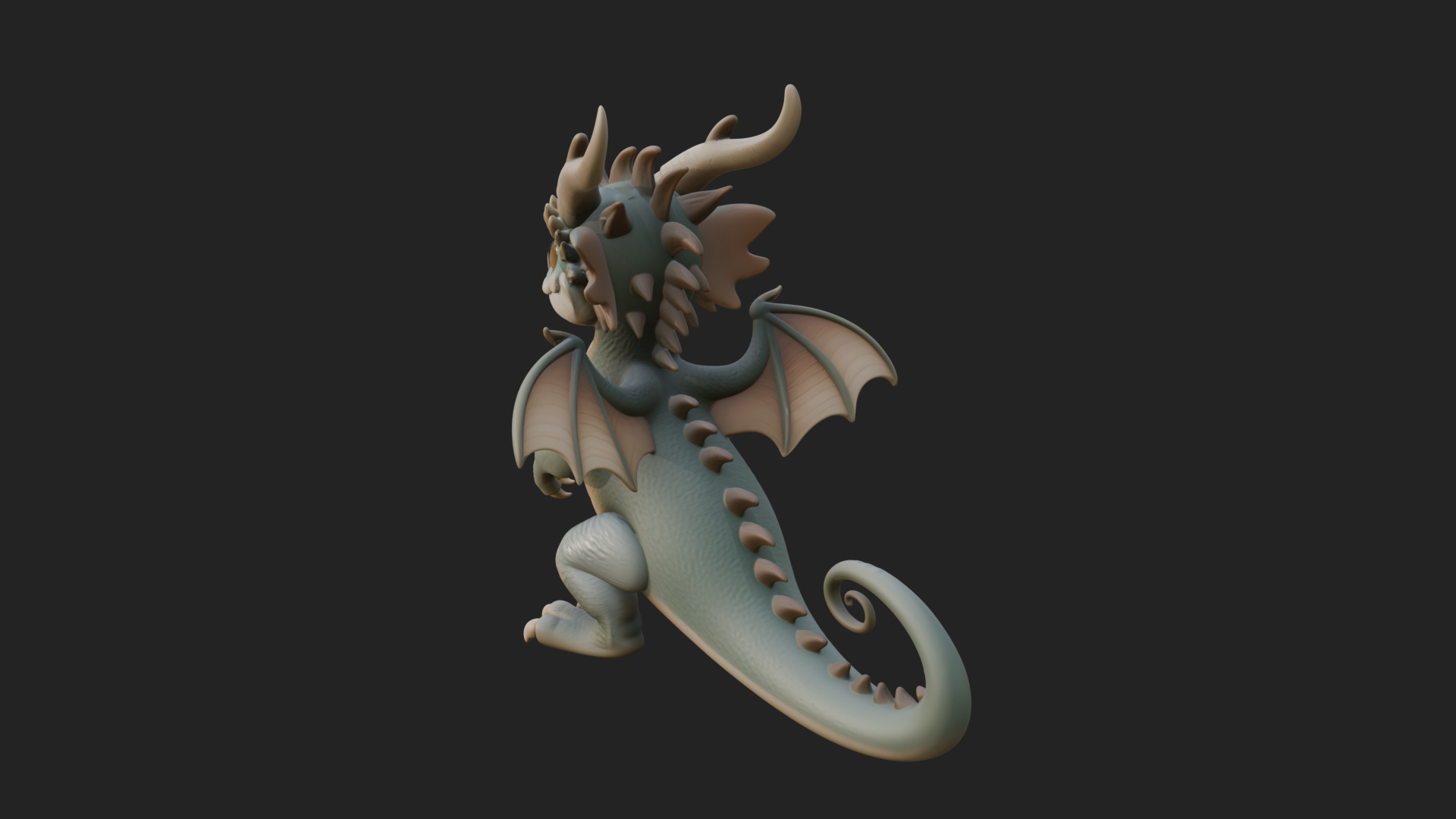 Cute Baby Dragon Statue Design 3 3D Print Model 3D Model