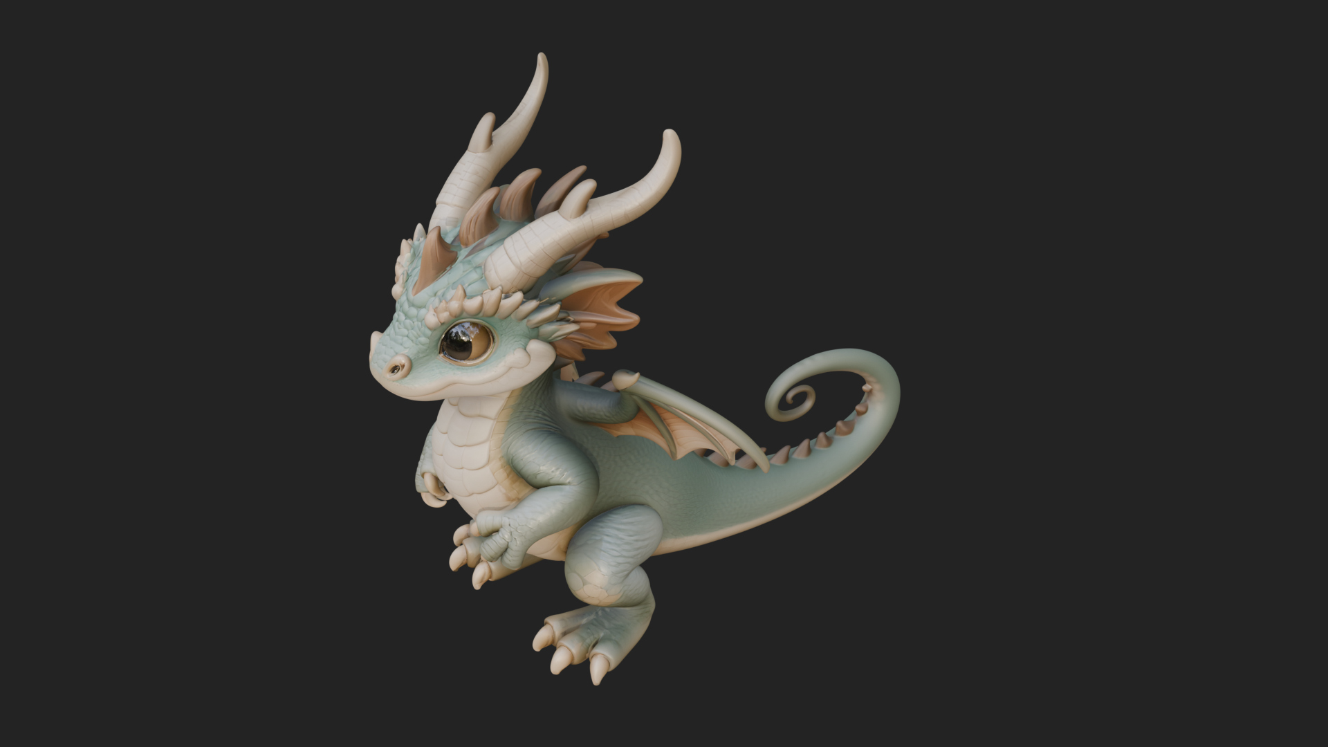 Cute Baby Dragon Statue Design 3 3D Print Model 3D Model