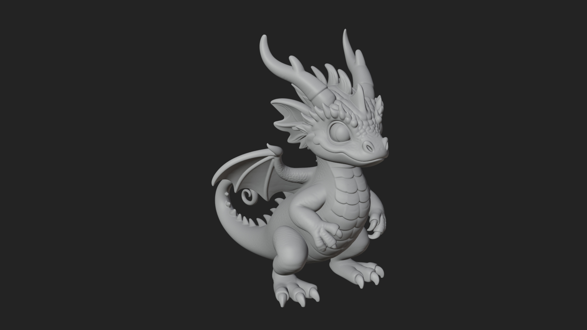 Cute Baby Dragon Statue Design 3 3D Print Model 3D Model