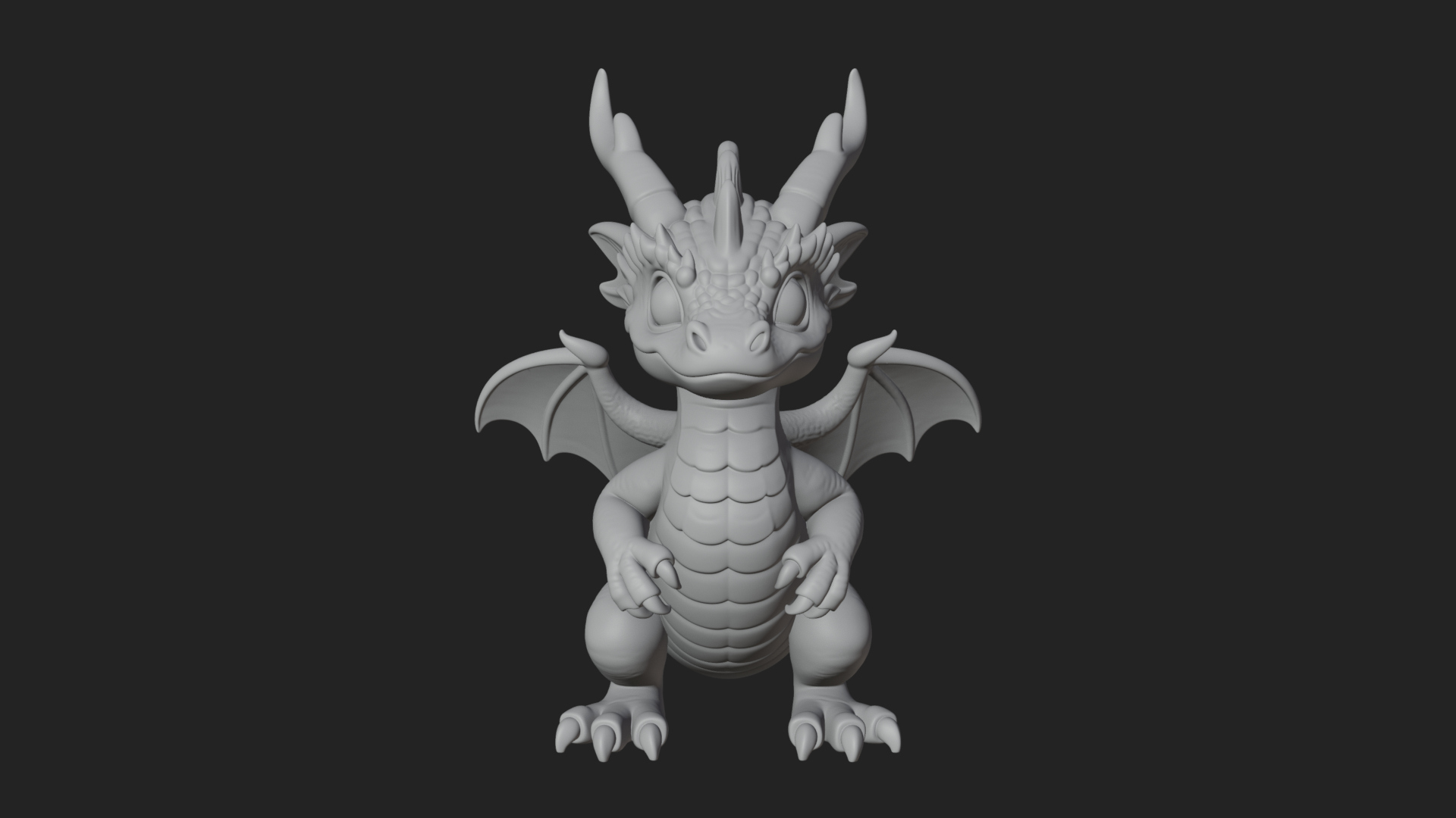 Cute Baby Dragon Statue Design 3 3D Print Model 3D Model