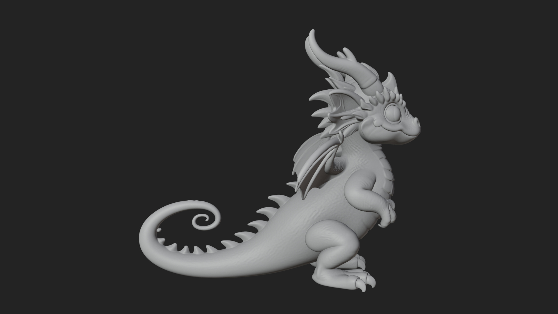 Cute Baby Dragon Statue Design 3 3D Print Model 3D Model