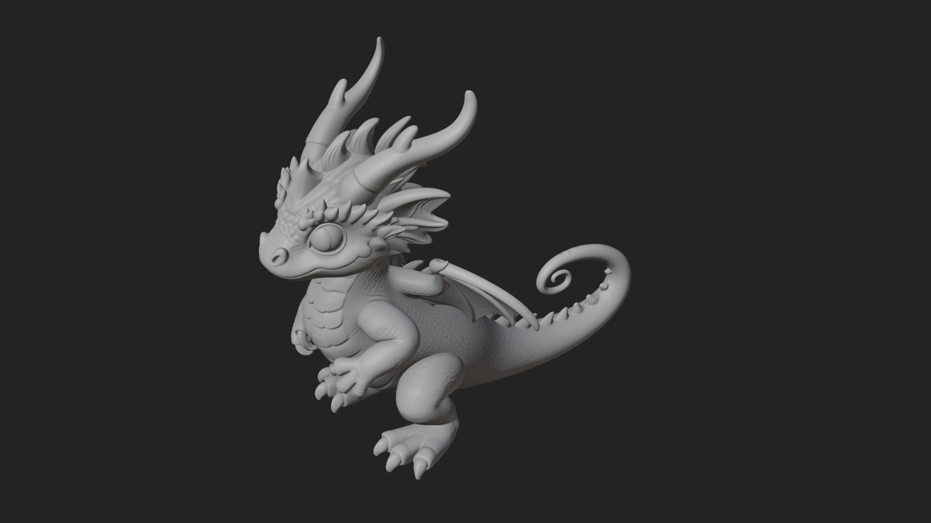 Cute Baby Dragon Statue Design 3 3D Print Model 3D Model