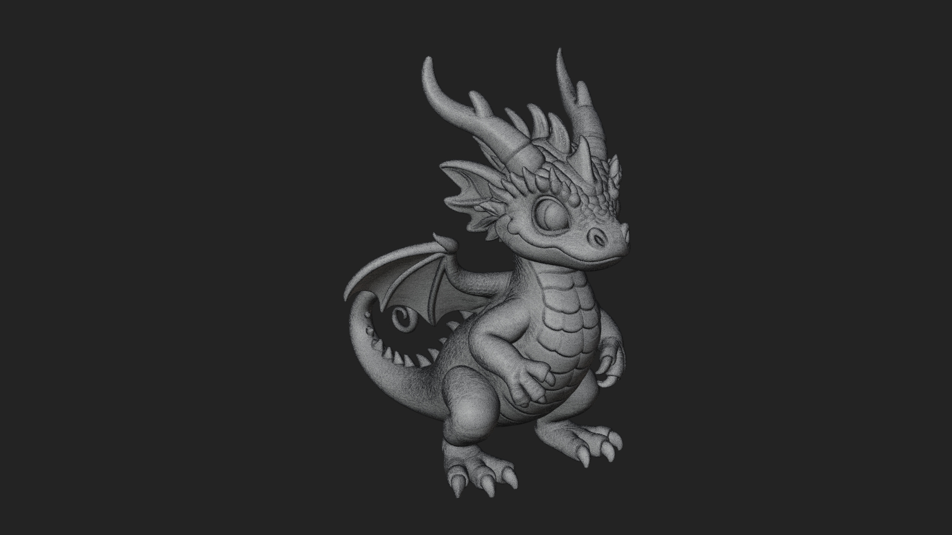Cute Baby Dragon Statue Design 3 3D Print Model 3D Model