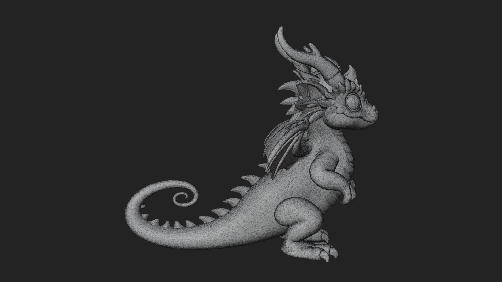 Cute Baby Dragon Statue Design 3 3D Print Model 3D Model