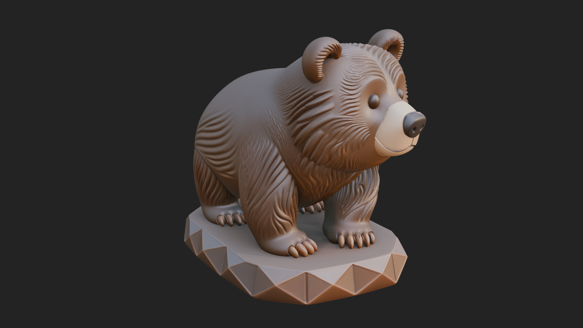 Cute Cartoon Bear Statue Design 1 3D Print Model 3D Model