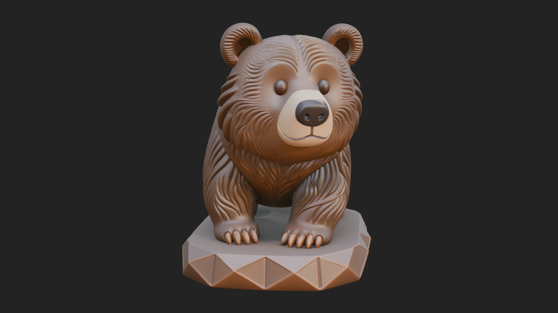 Cute Cartoon Bear Statue Design 1 3D Print Model 3D Model