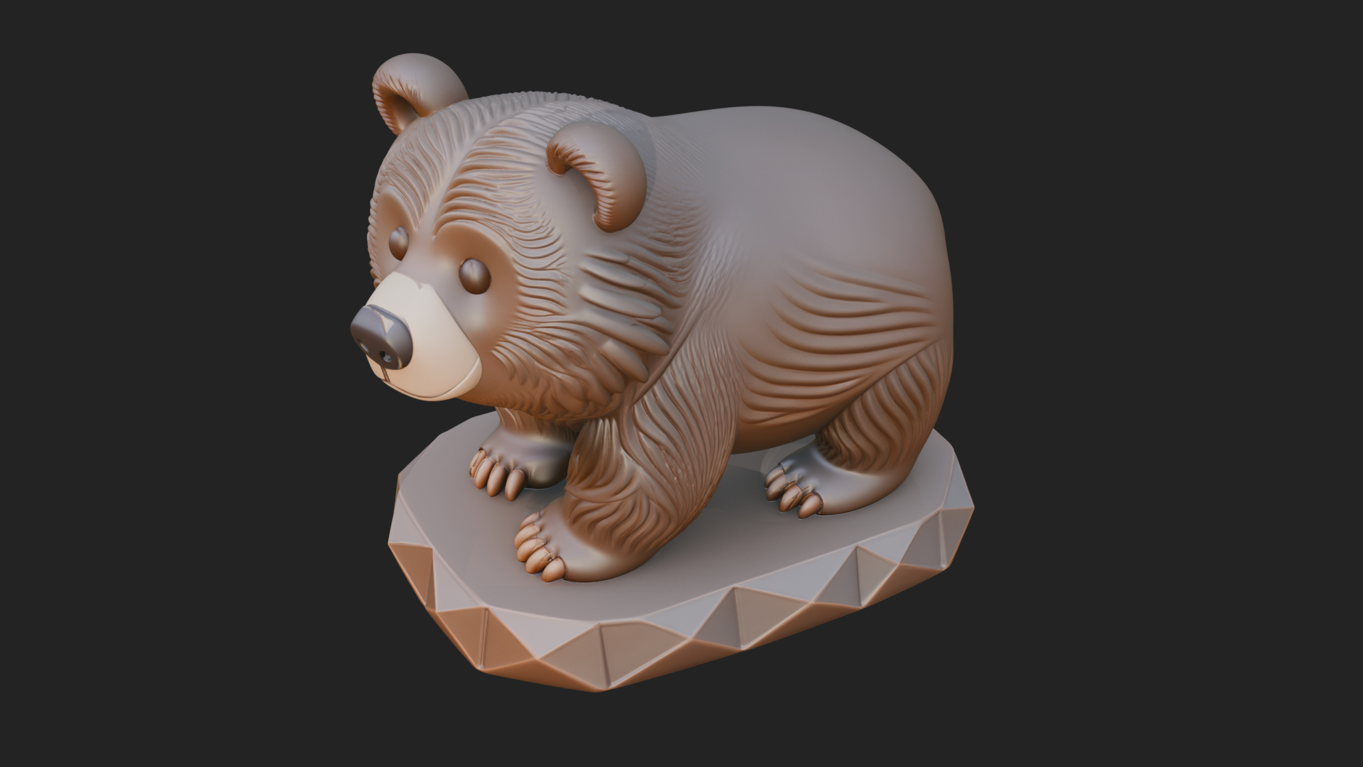 Cute Cartoon Bear Statue Design 1 3D Print Model 3D Model