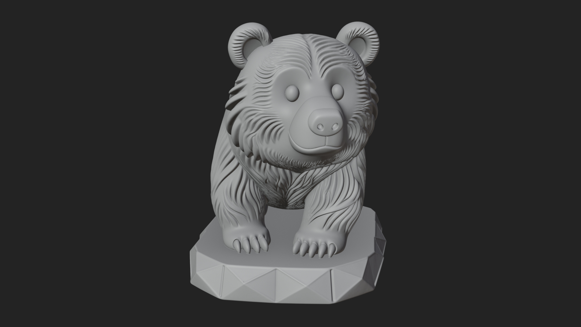 Cute Cartoon Bear Statue Design 1 3D Print Model 3D Model