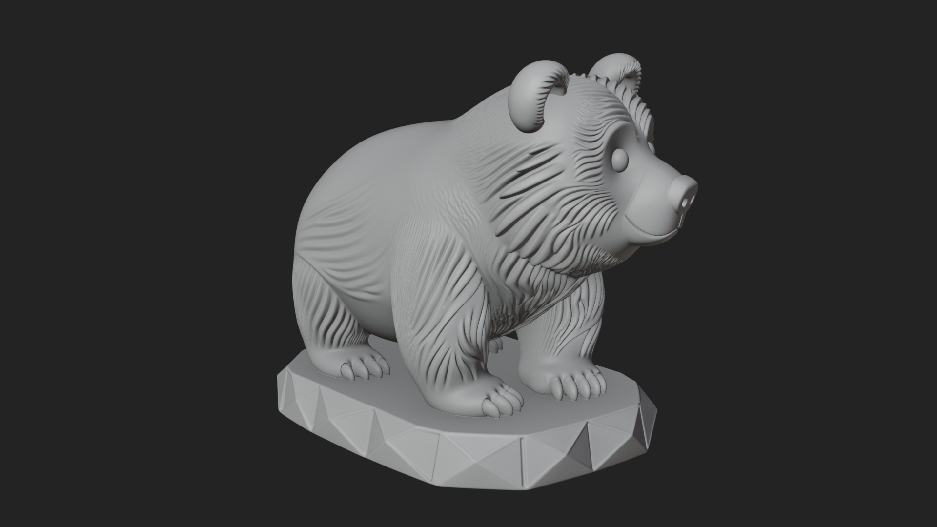 Cute Cartoon Bear Statue Design 1 3D Print Model 3D Model
