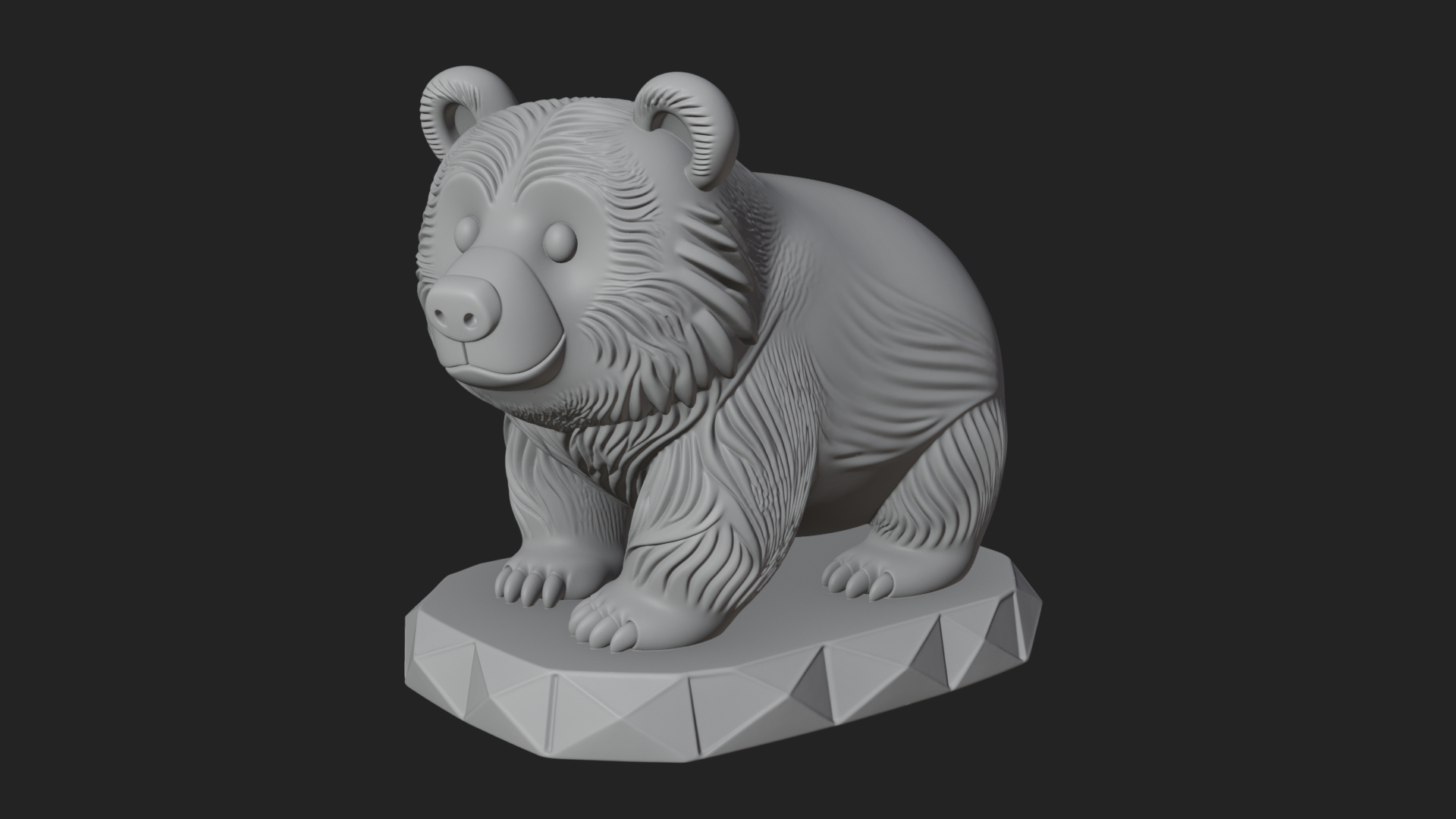 Cute Cartoon Bear Statue Design 1 3D Print Model 3D Model