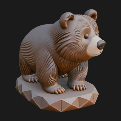 Cute Cartoon Bear Statue Design 1 3D Print Model