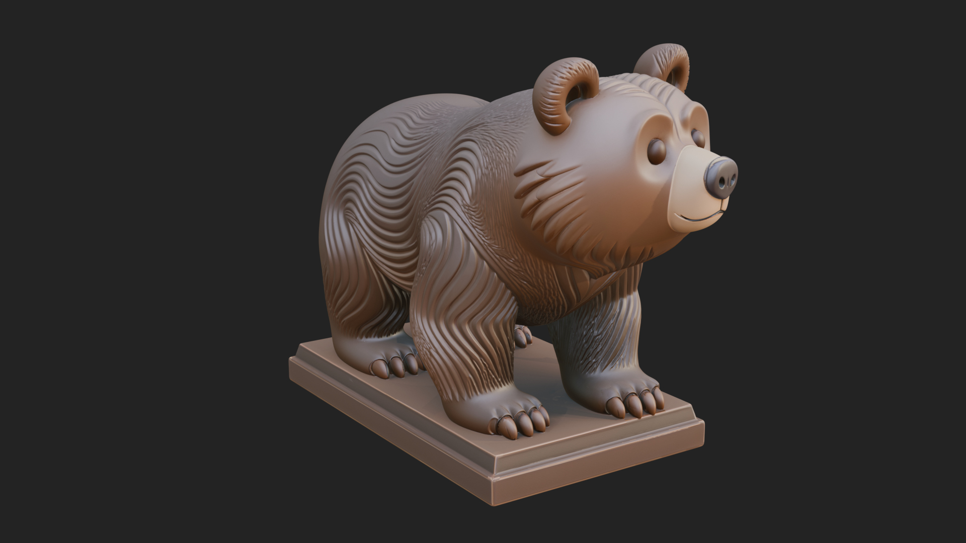 Cute Cartoon Bear Statue Design 2 3D Print Model 3D Model