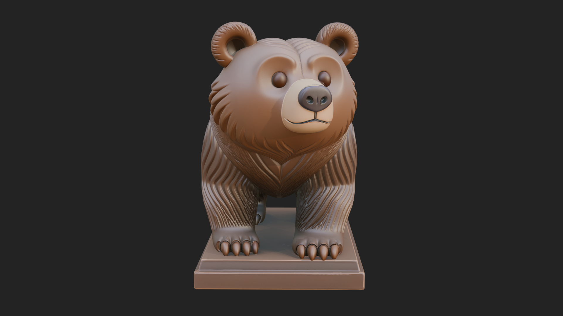 Cute Cartoon Bear Statue Design 2 3D Print Model 3D Model