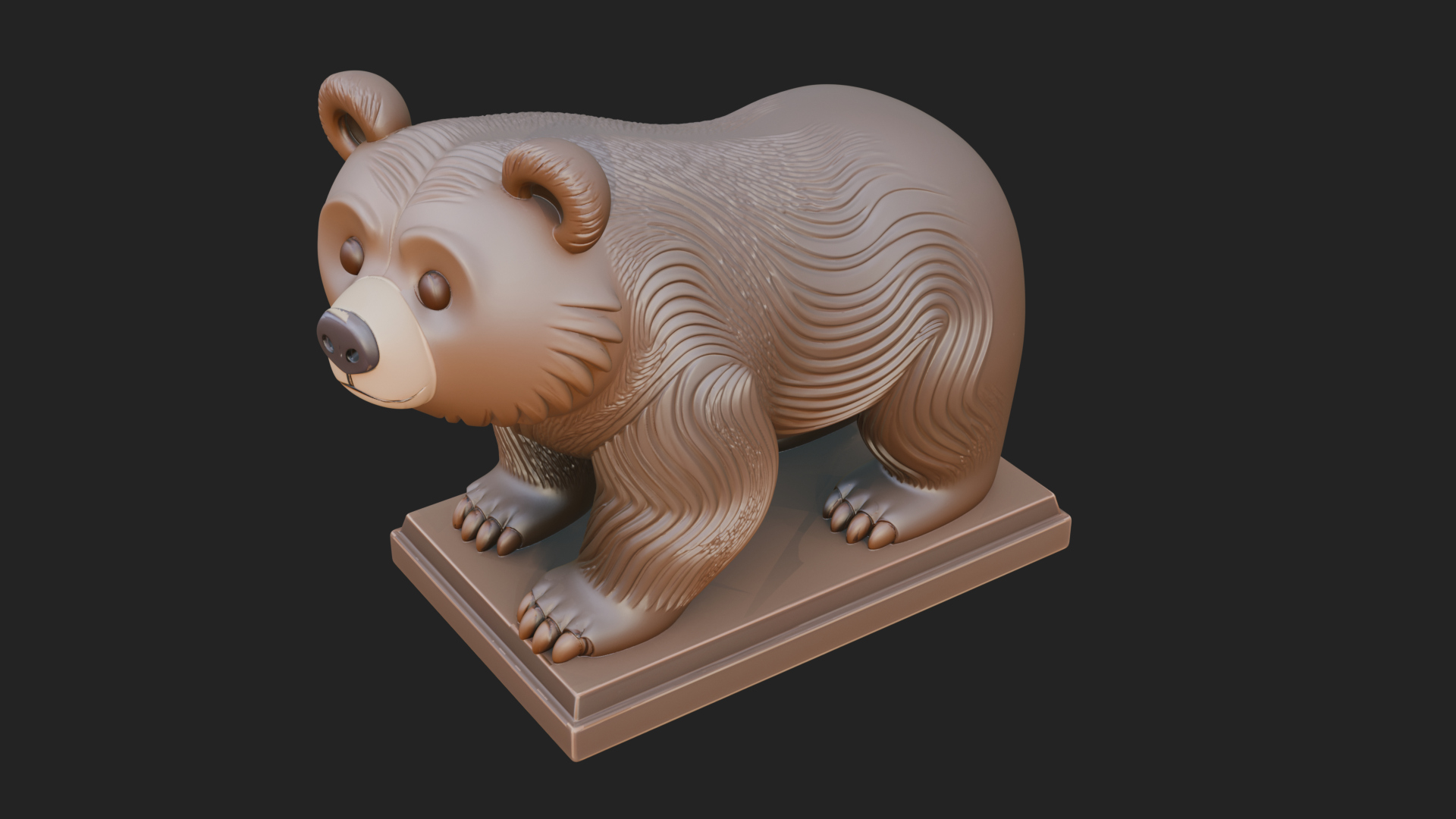 Cute Cartoon Bear Statue Design 2 3D Print Model 3D Model