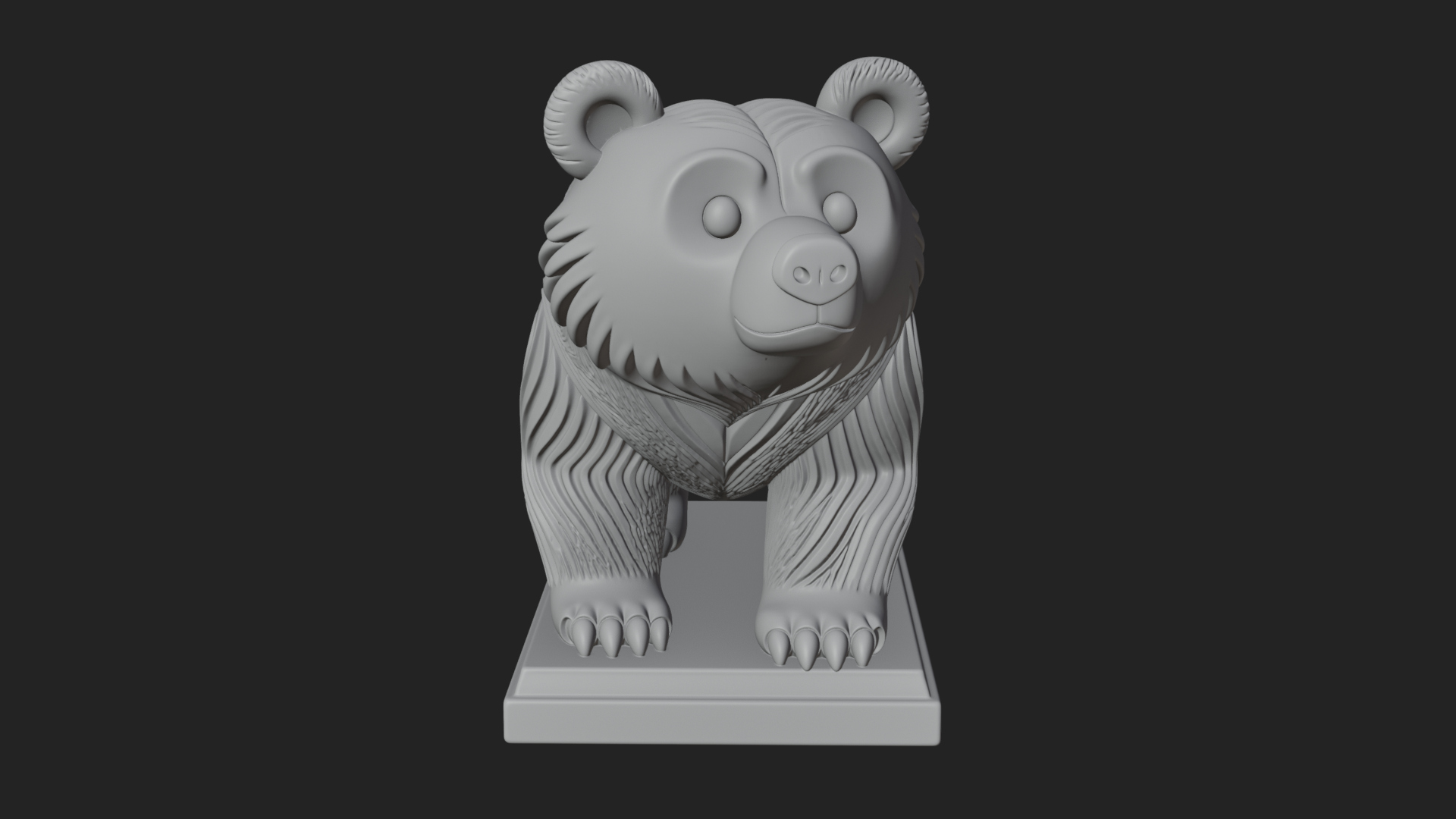 Cute Cartoon Bear Statue Design 2 3D Print Model 3D Model