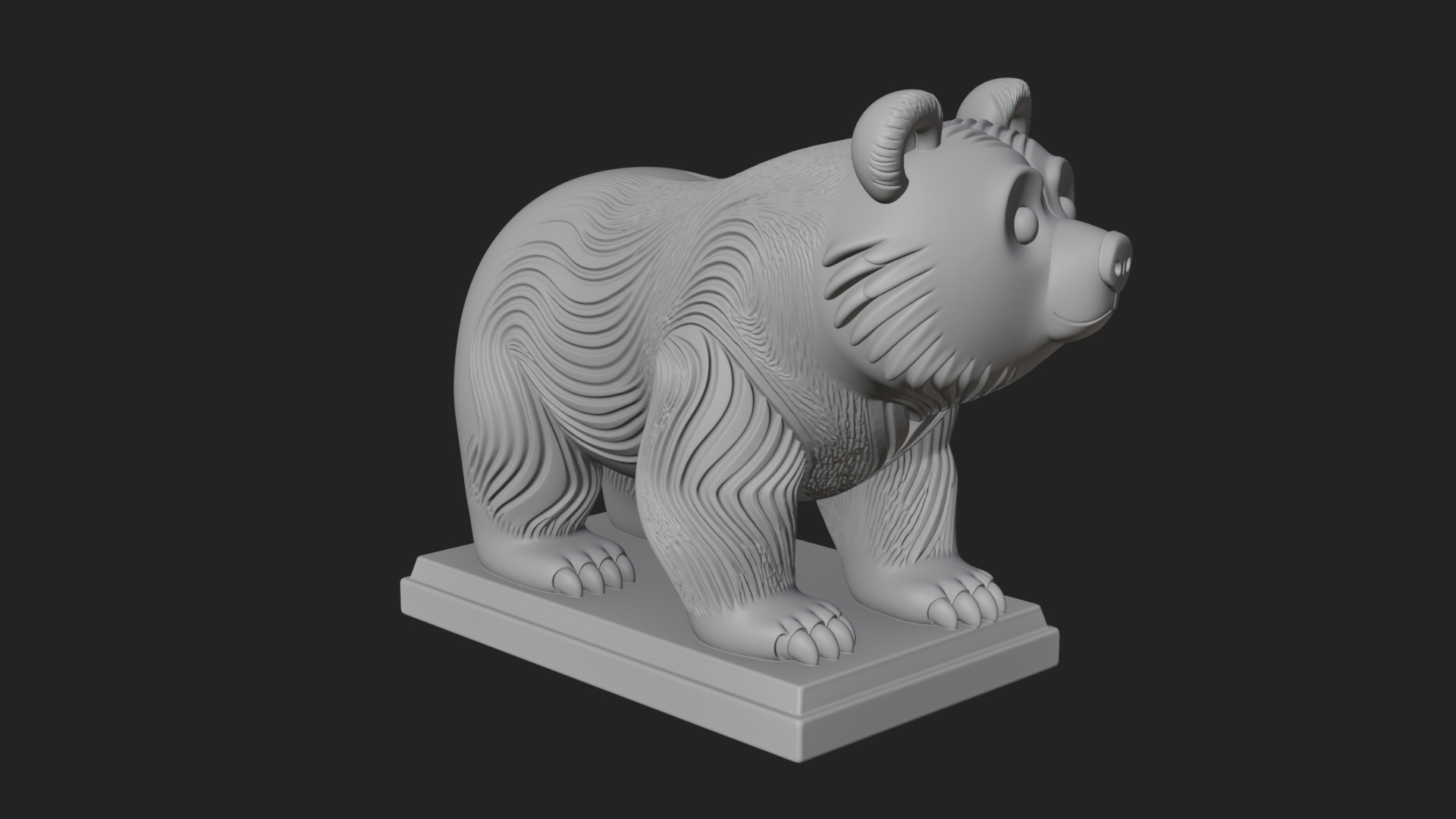Cute Cartoon Bear Statue Design 2 3D Print Model 3D Model