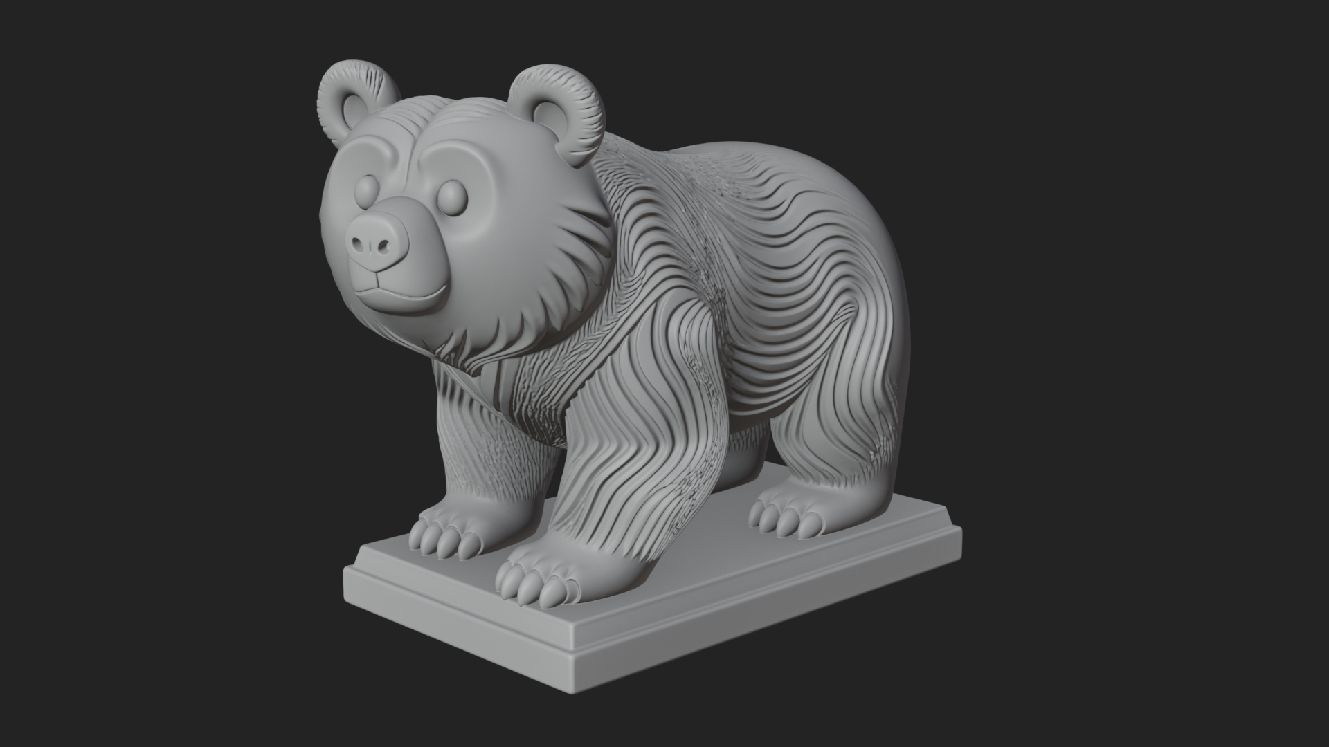 Cute Cartoon Bear Statue Design 2 3D Print Model 3D Model