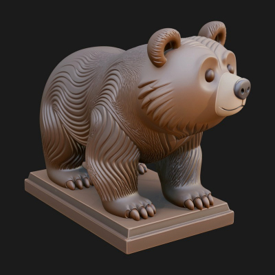 Cute Cartoon Bear Statue Design 2 3D Print Model