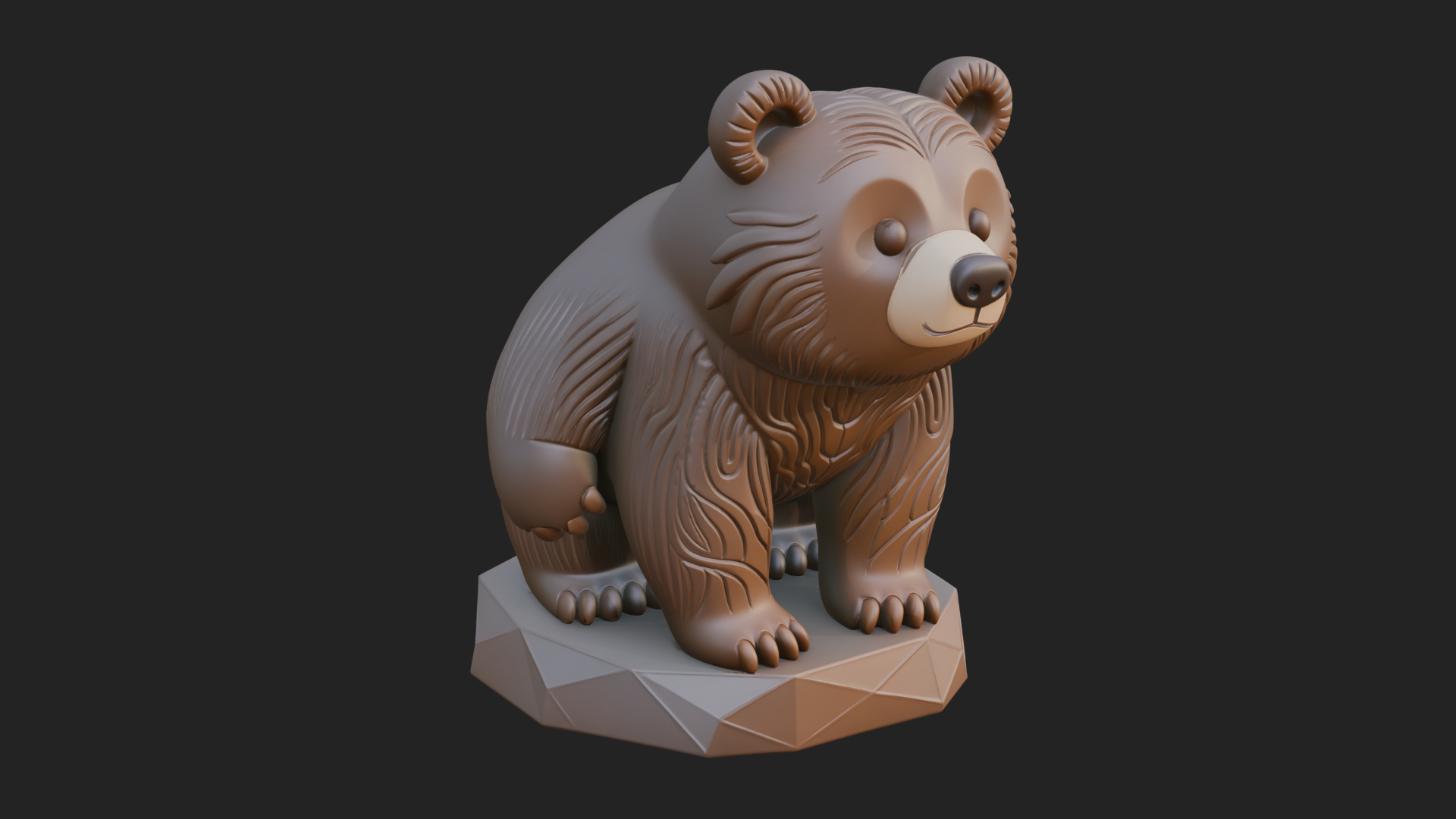 Cute Cartoon Bear Statue Design 3 3D Print Model 3D Model