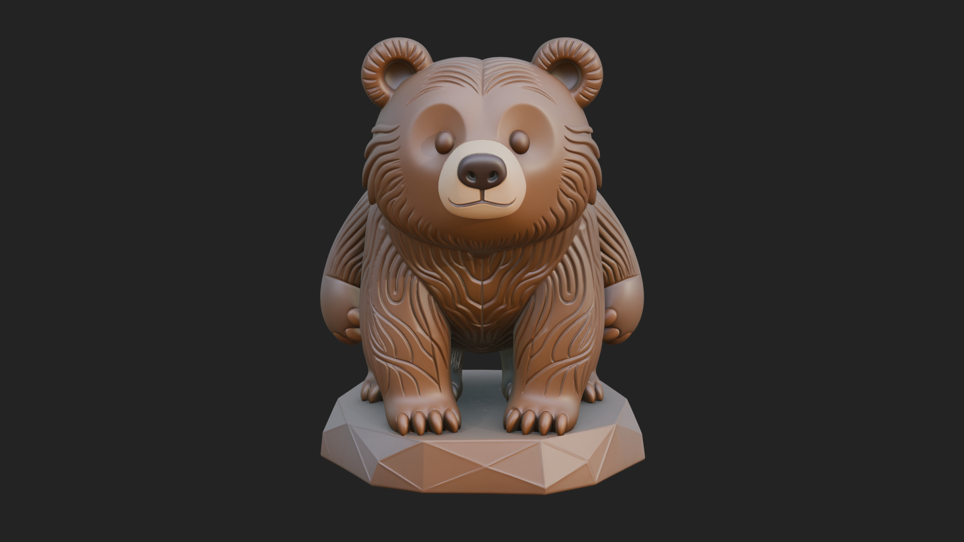 Cute Cartoon Bear Statue Design 3 3D Print Model 3D Model