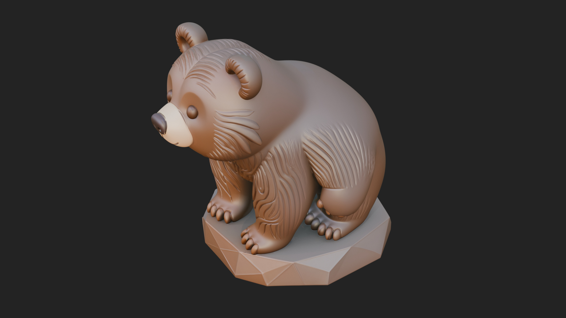 Cute Cartoon Bear Statue Design 3 3D Print Model 3D Model