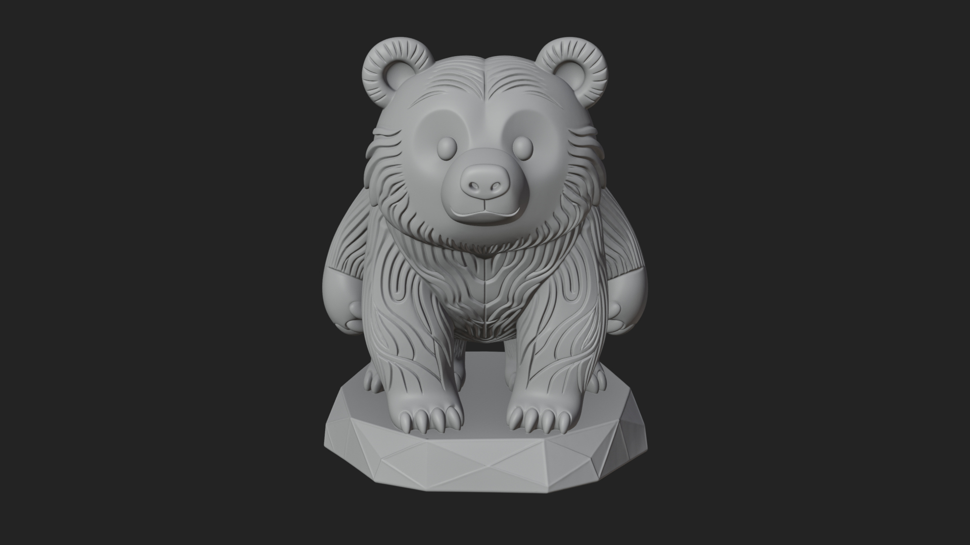 Cute Cartoon Bear Statue Design 3 3D Print Model 3D Model