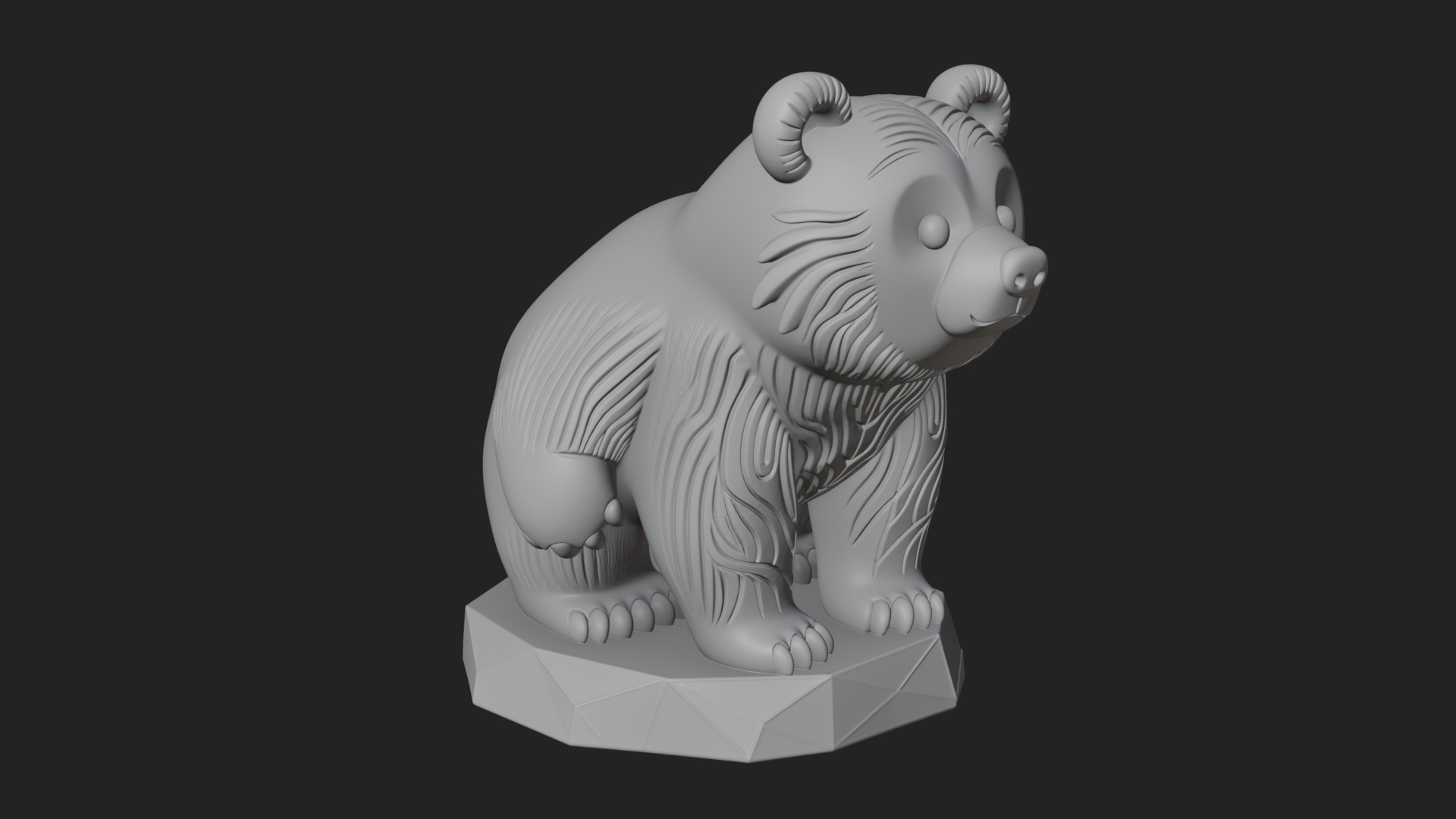 Cute Cartoon Bear Statue Design 3 3D Print Model 3D Model