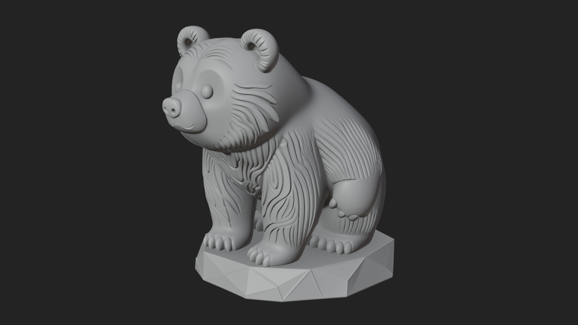 Cute Cartoon Bear Statue Design 3 3D Print Model 3D Model