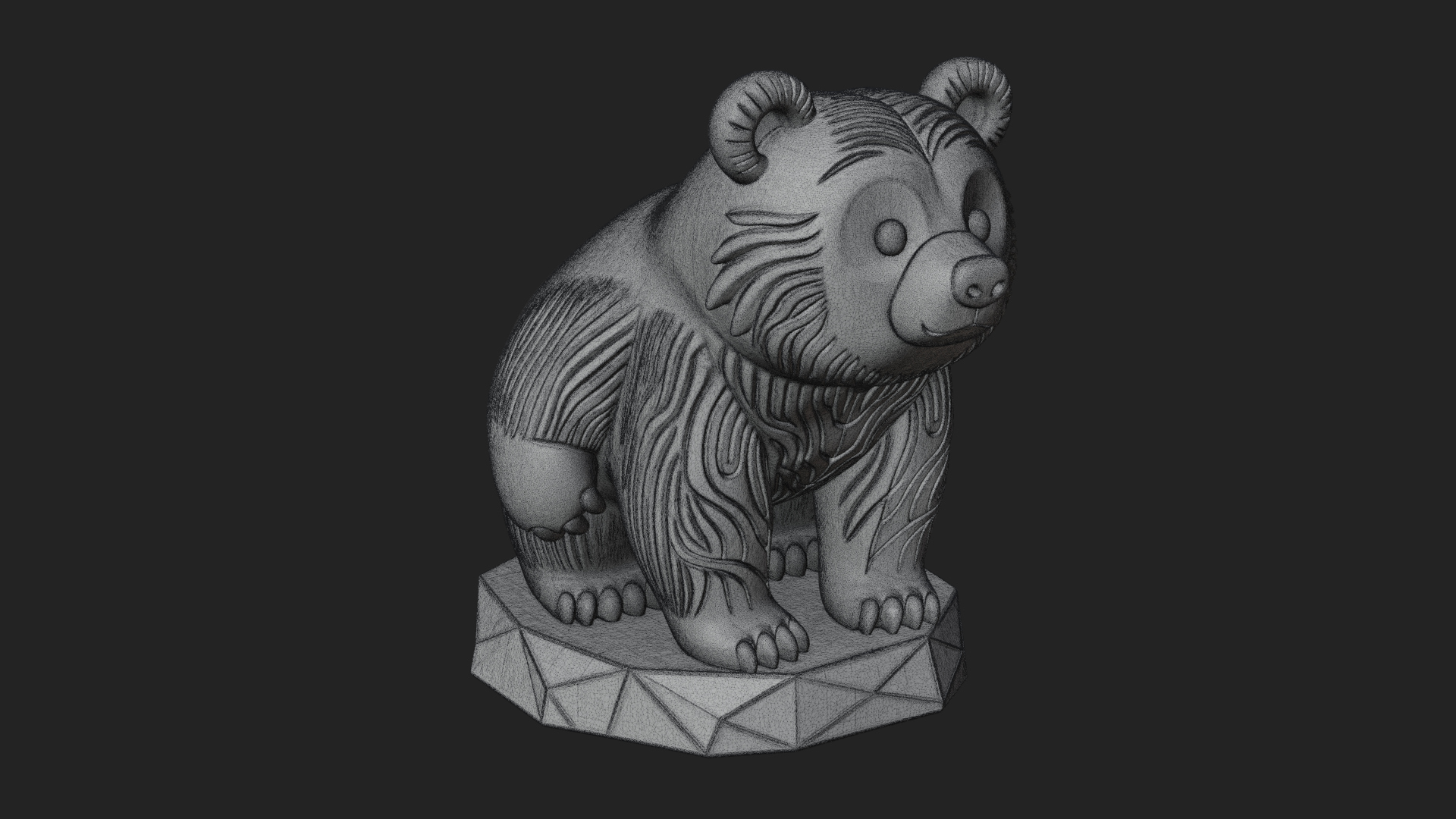 Cute Cartoon Bear Statue Design 3 3D Print Model 3D Model