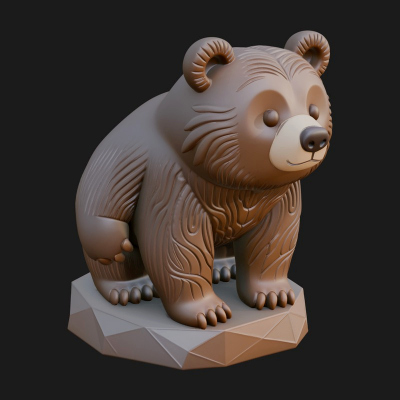 Cute Cartoon Bear Statue Design 3 3D Print Model
