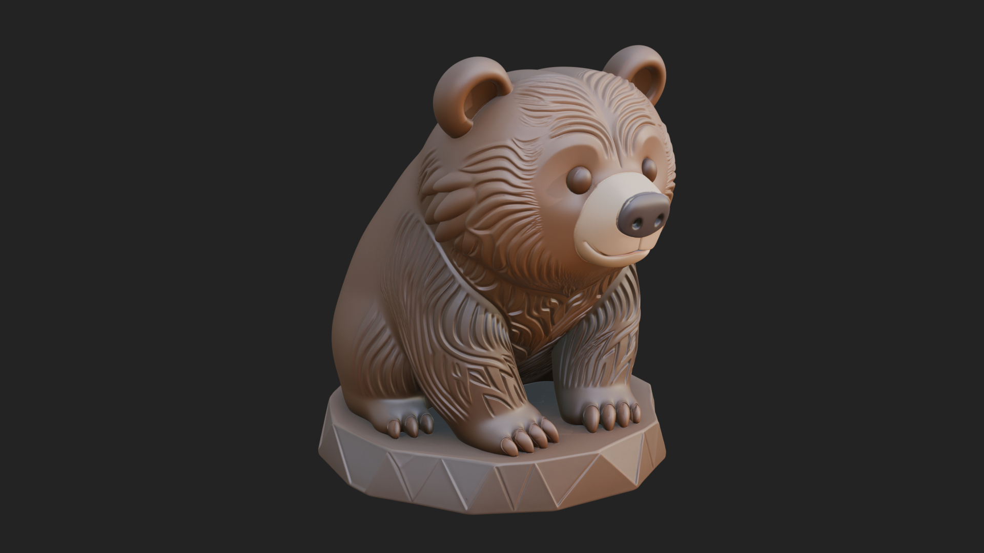 Cute Cartoon Bear Statue Design 4 3D Print Model 3D Model
