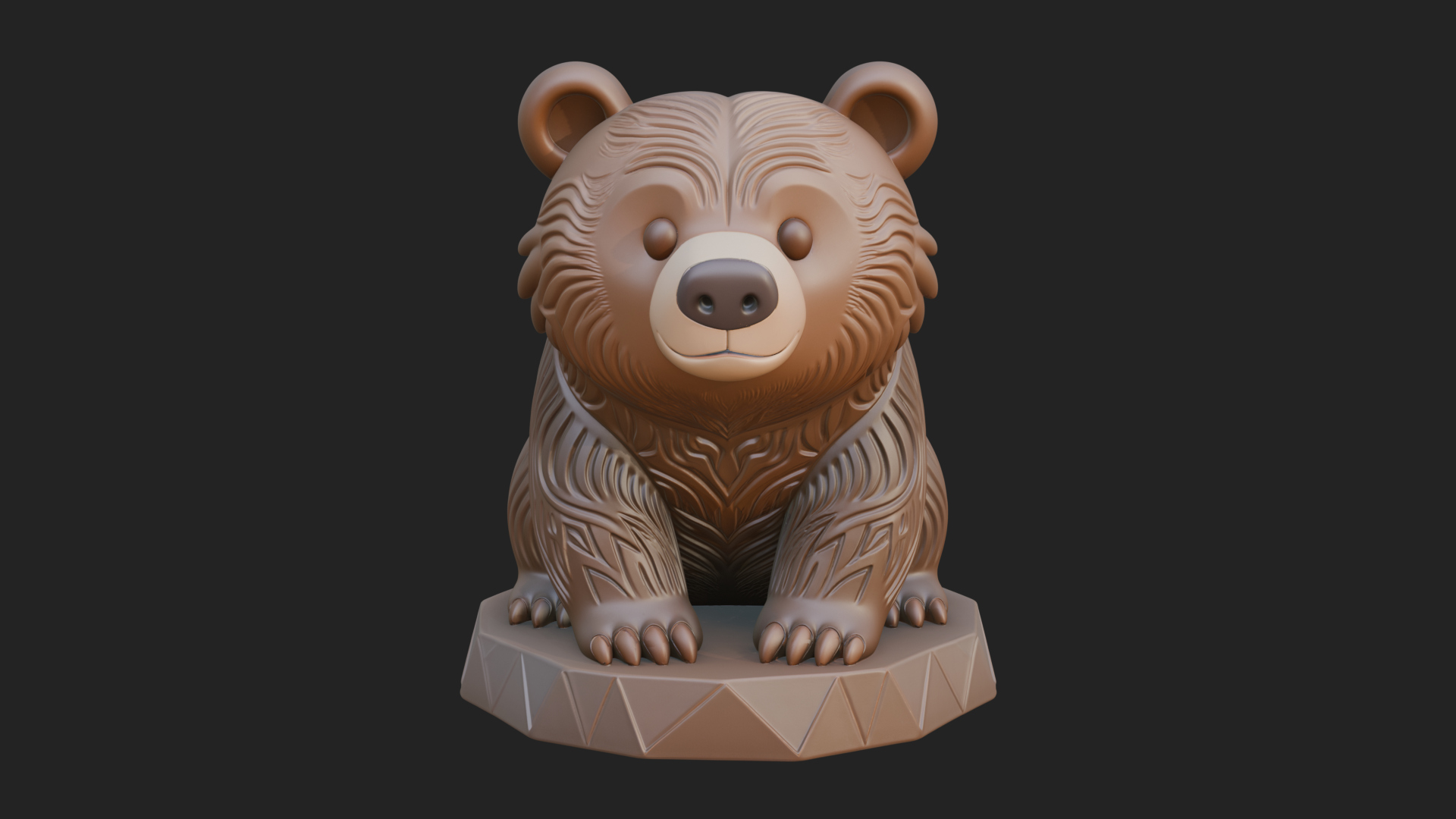 Cute Cartoon Bear Statue Design 4 3D Print Model 3D Model