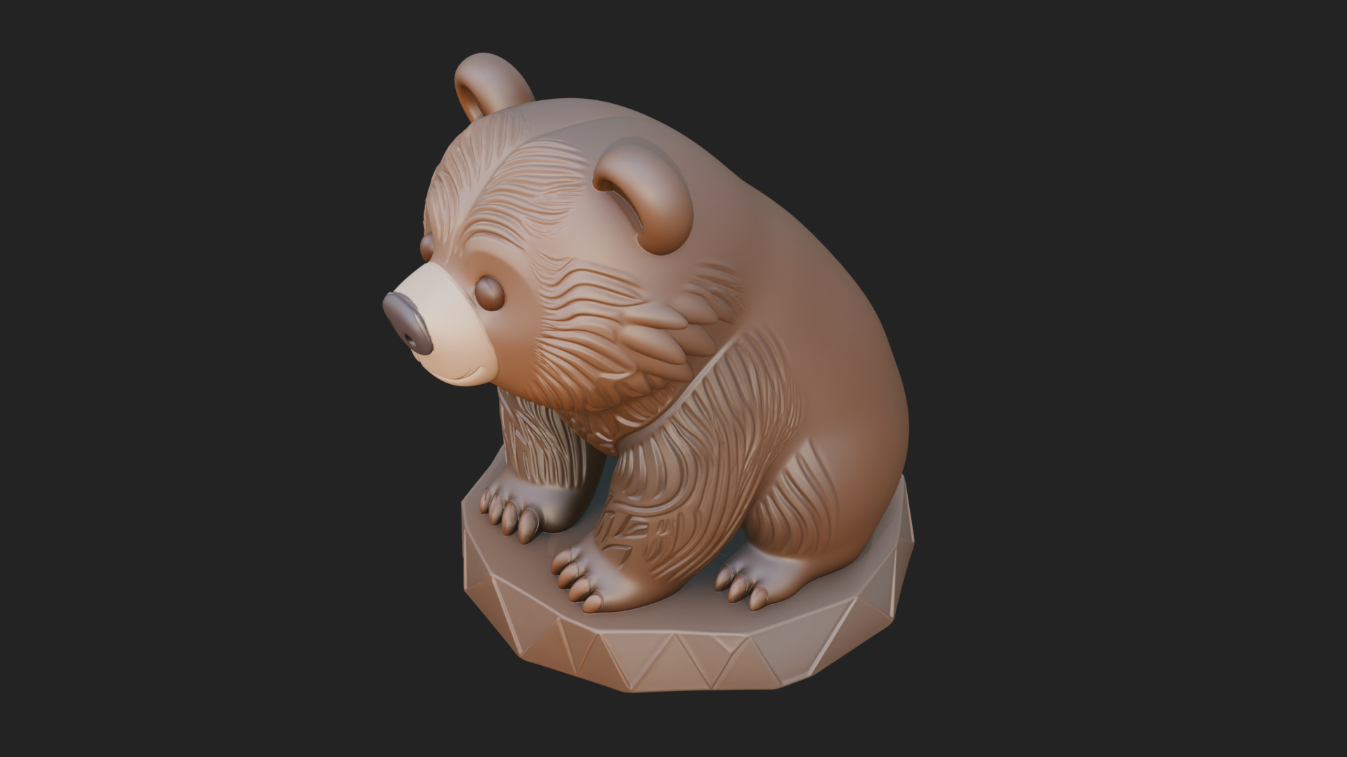 Cute Cartoon Bear Statue Design 4 3D Print Model 3D Model