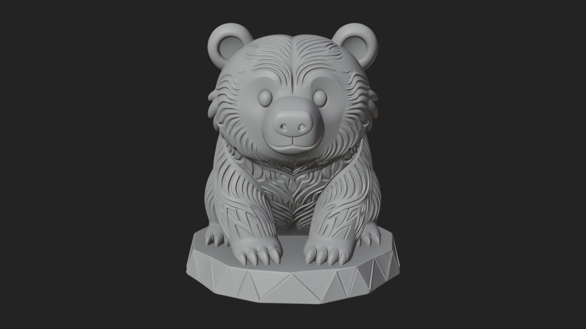 Cute Cartoon Bear Statue Design 4 3D Print Model 3D Model