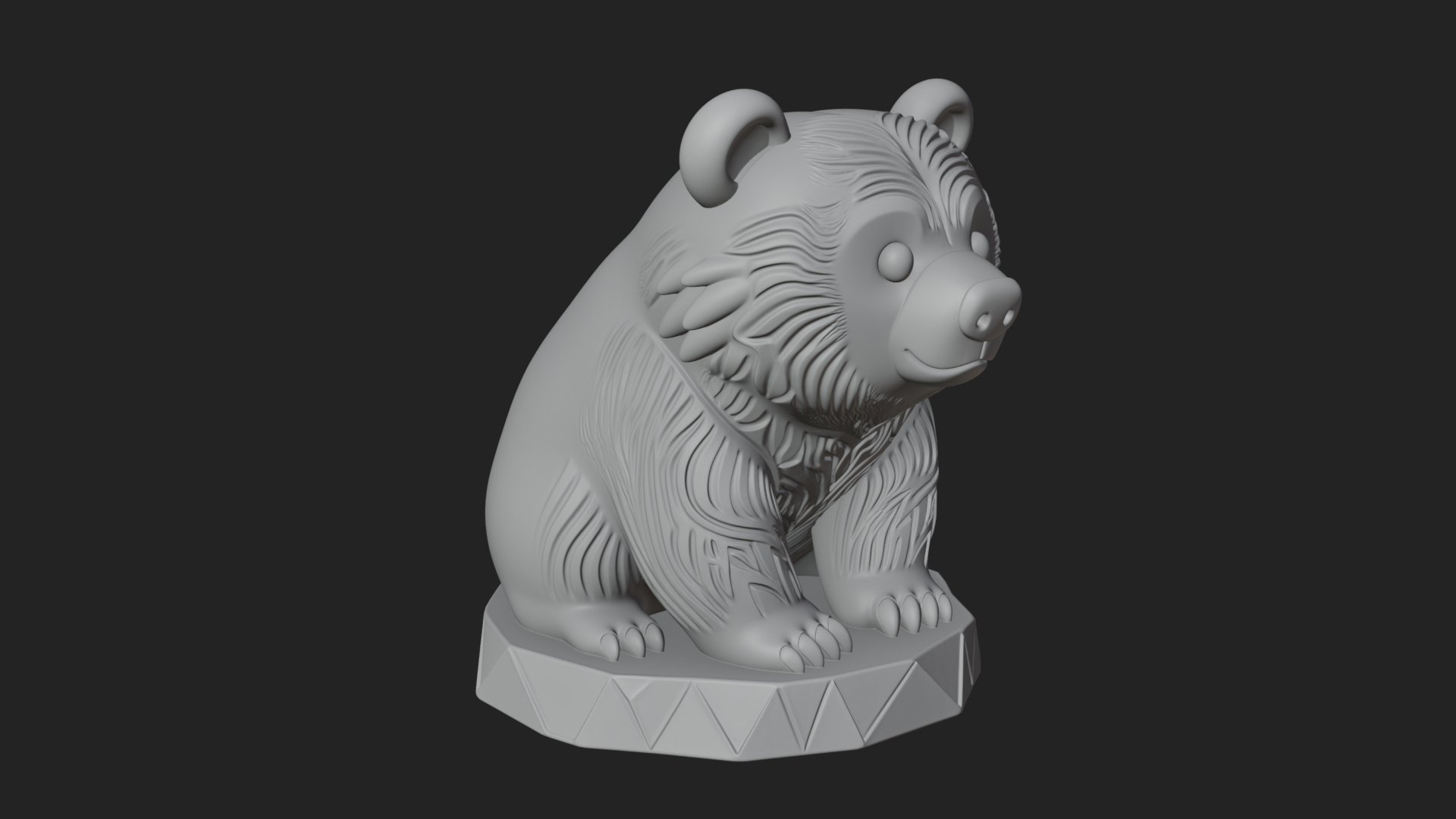 Cute Cartoon Bear Statue Design 4 3D Print Model 3D Model