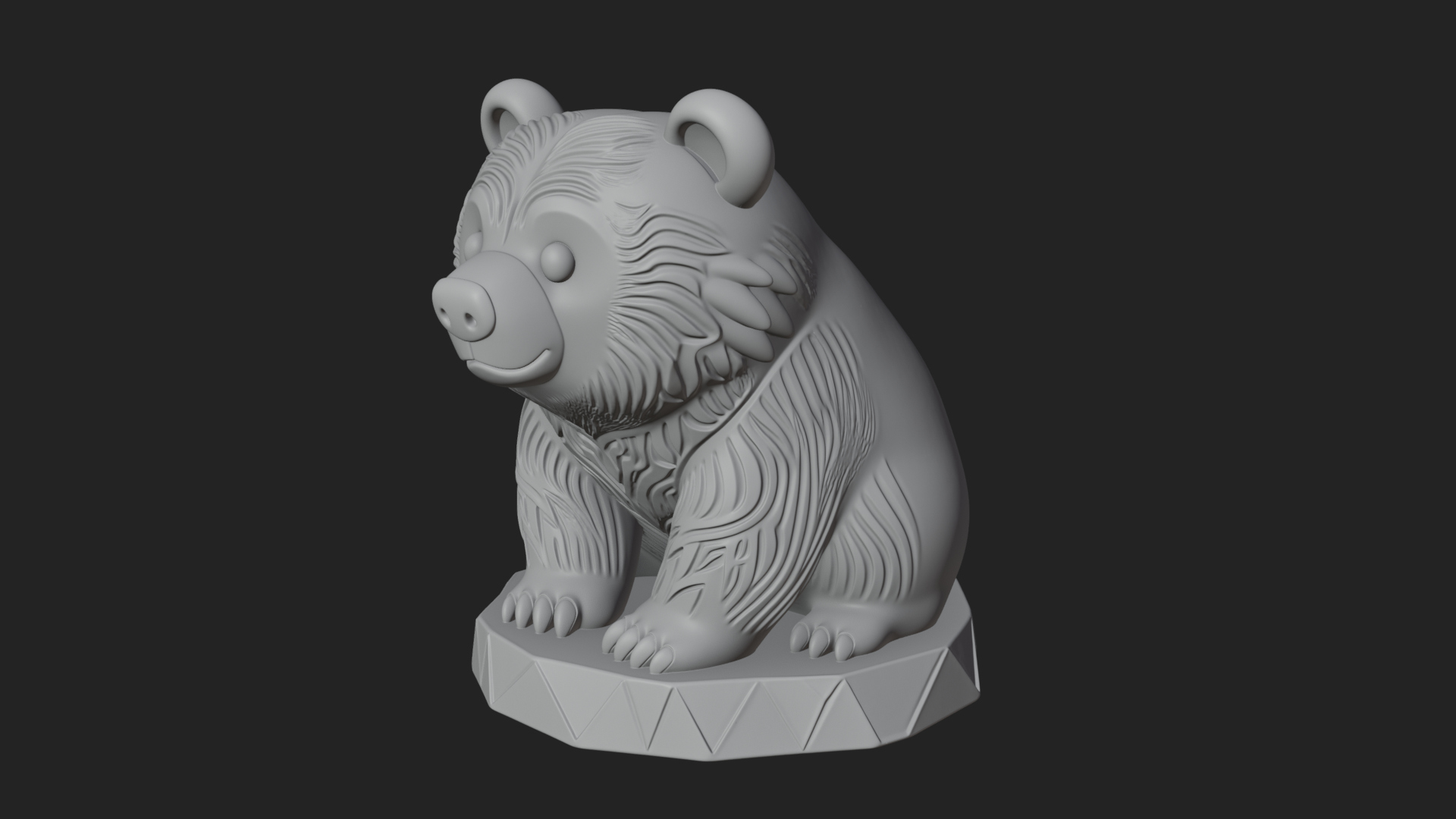 Cute Cartoon Bear Statue Design 4 3D Print Model 3D Model