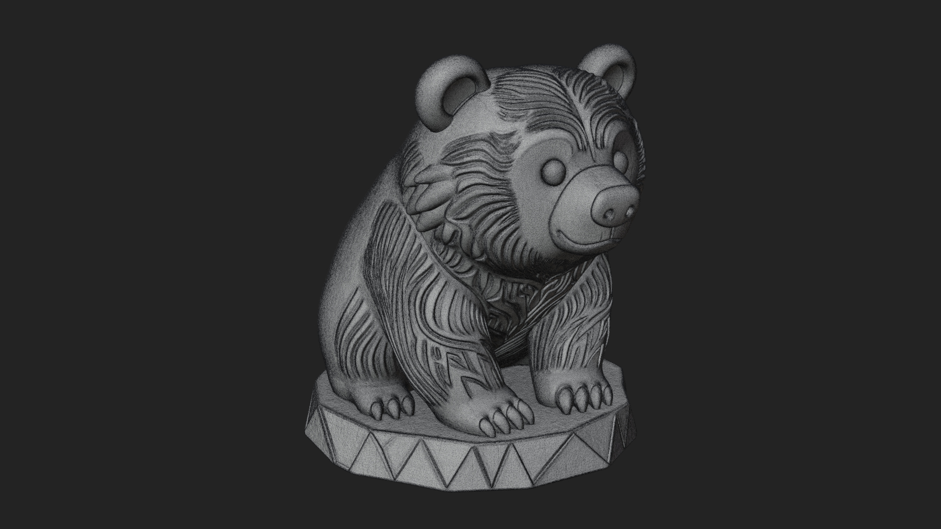 Cute Cartoon Bear Statue Design 4 3D Print Model 3D Model