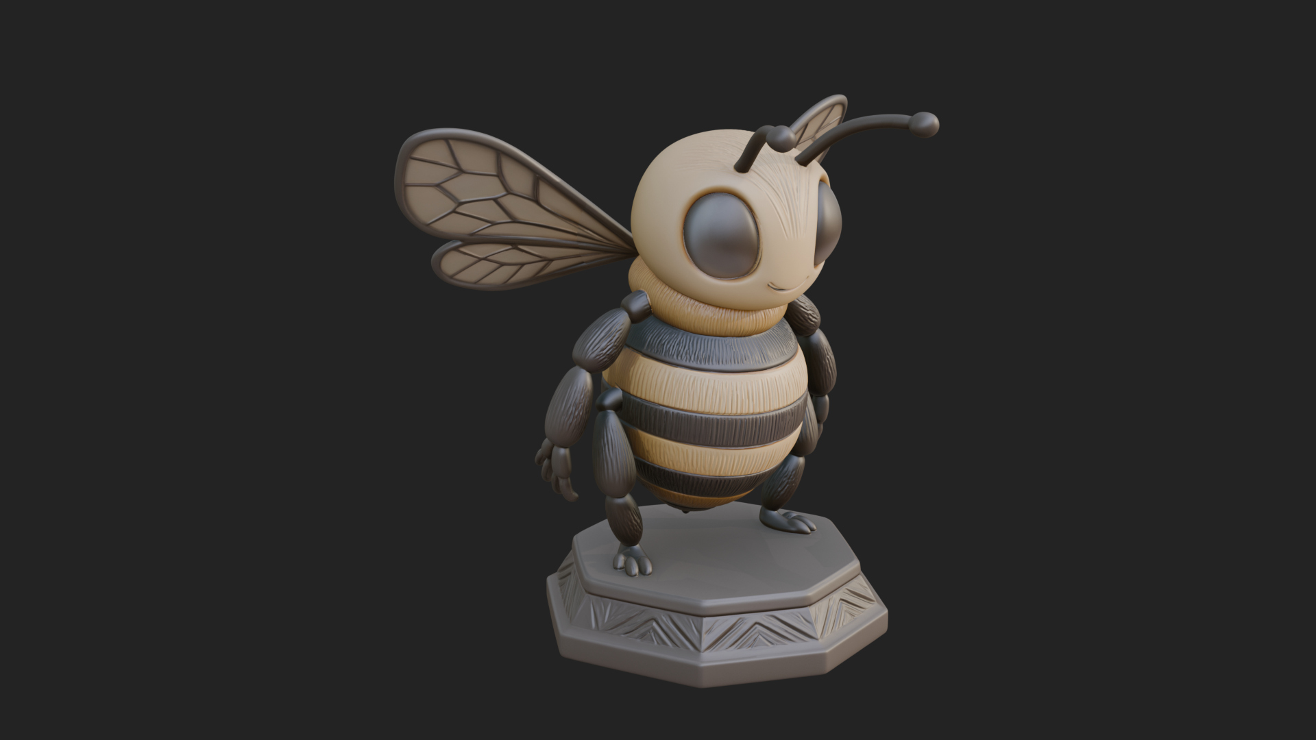 Cute Cartoon Bee Statue Design 1 3D Print Model 3D Model