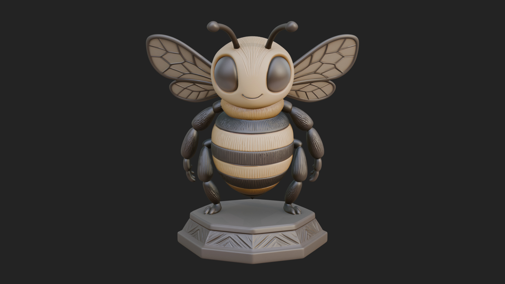 Cute Cartoon Bee Statue Design 1 3D Print Model 3D Model