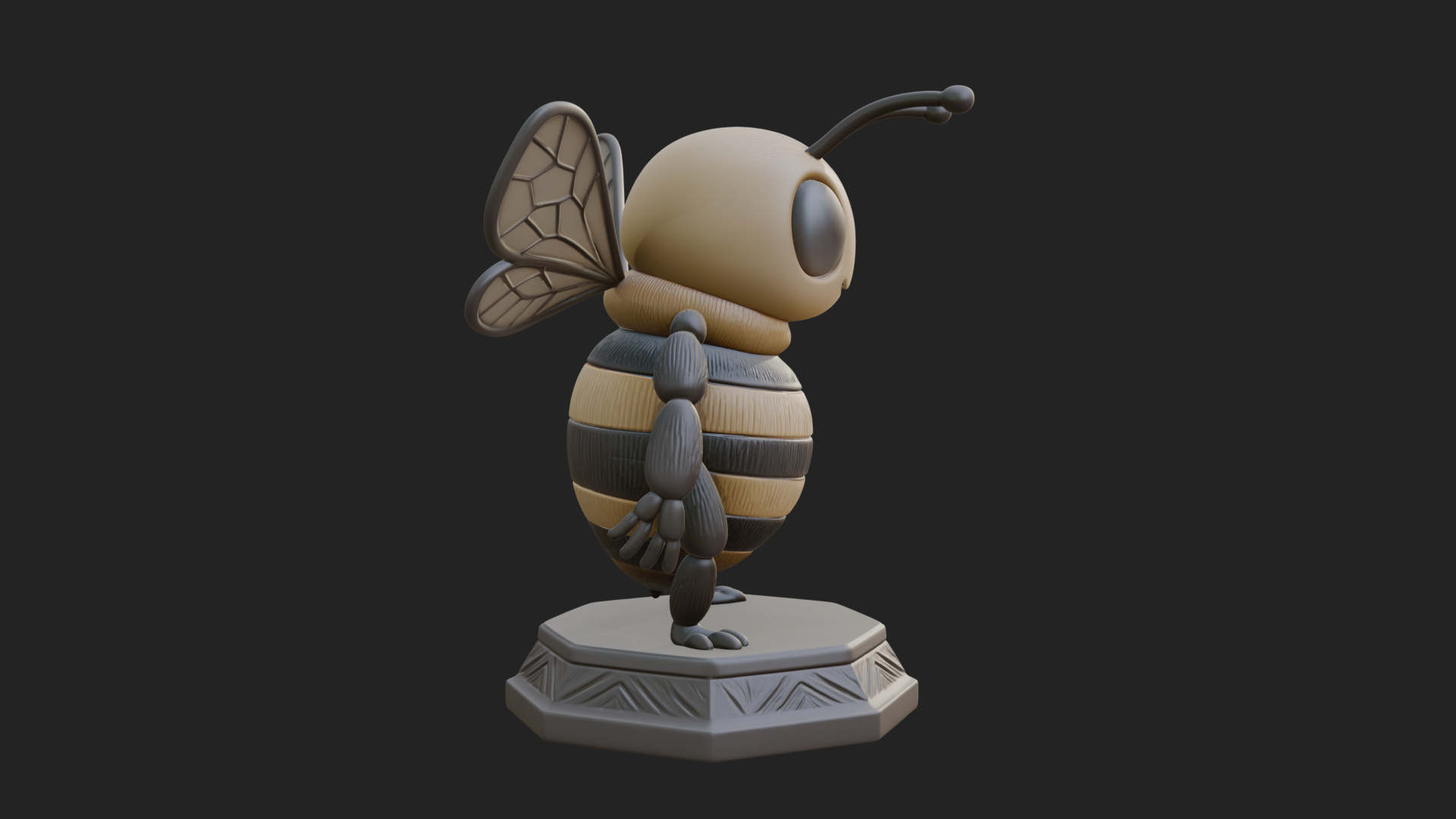 Cute Cartoon Bee Statue Design 1 3D Print Model 3D Model