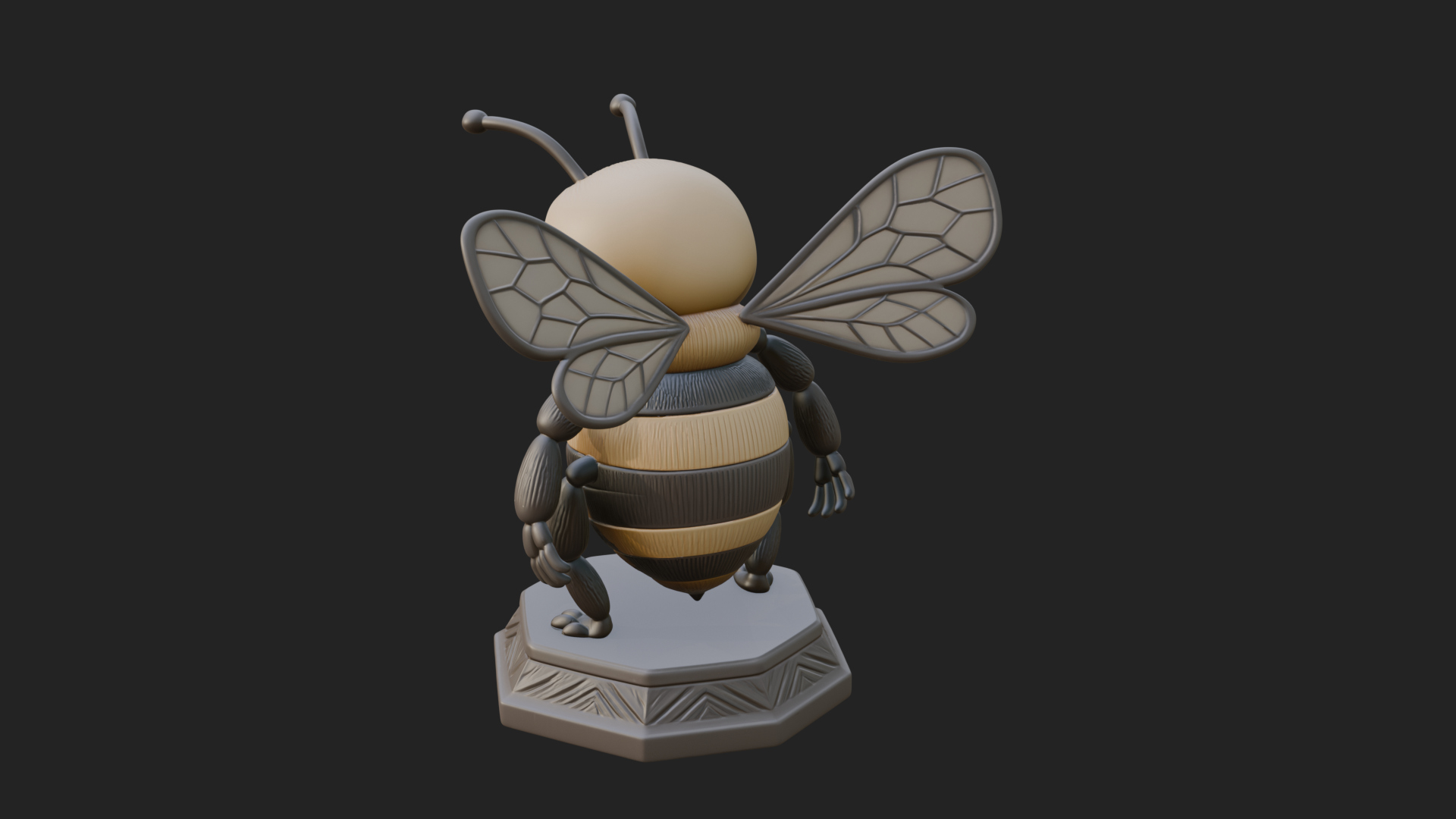 Cute Cartoon Bee Statue Design 1 3D Print Model 3D Model